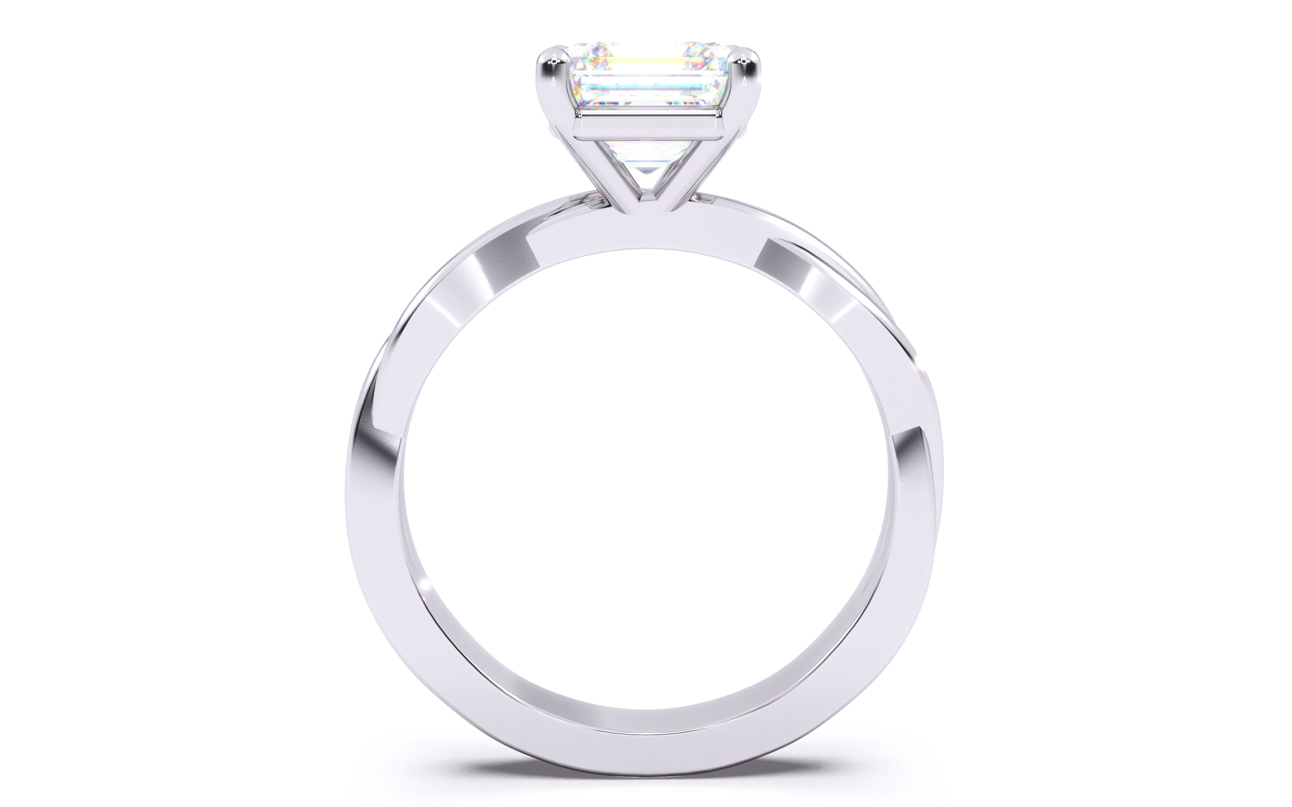 Asscher Diamond Solitaire Ring 3D print model 3D print model_24