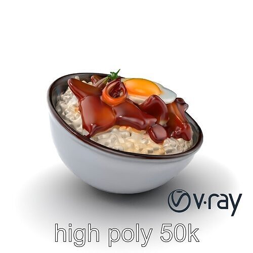 Gyudon Beef Bowl Delicious Japanese Dish model pack Low-poly 3D model 3