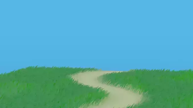 3D grass anime style animated