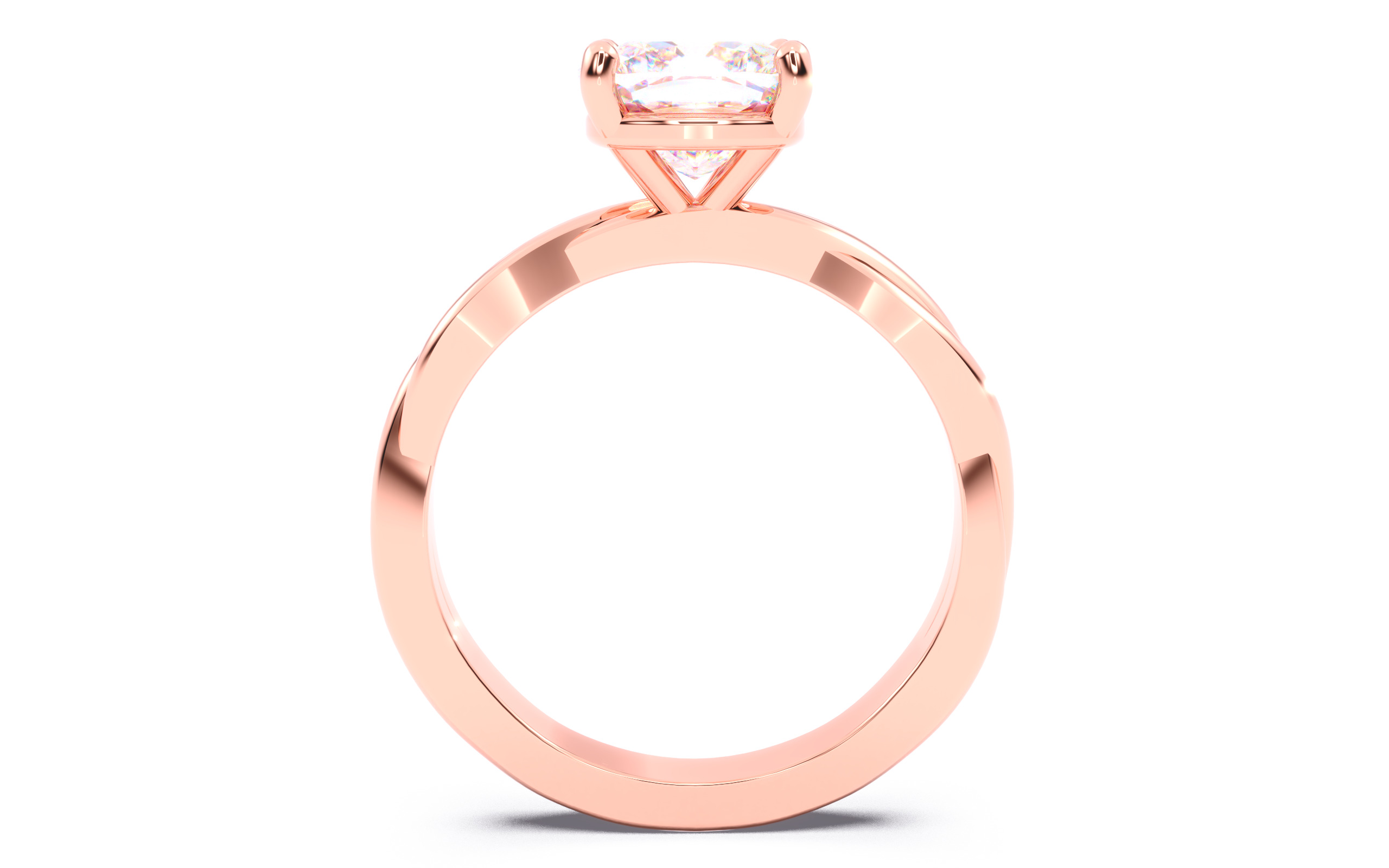 Cushion Diamond Solitaire Ring 3D print model 3D print model_4