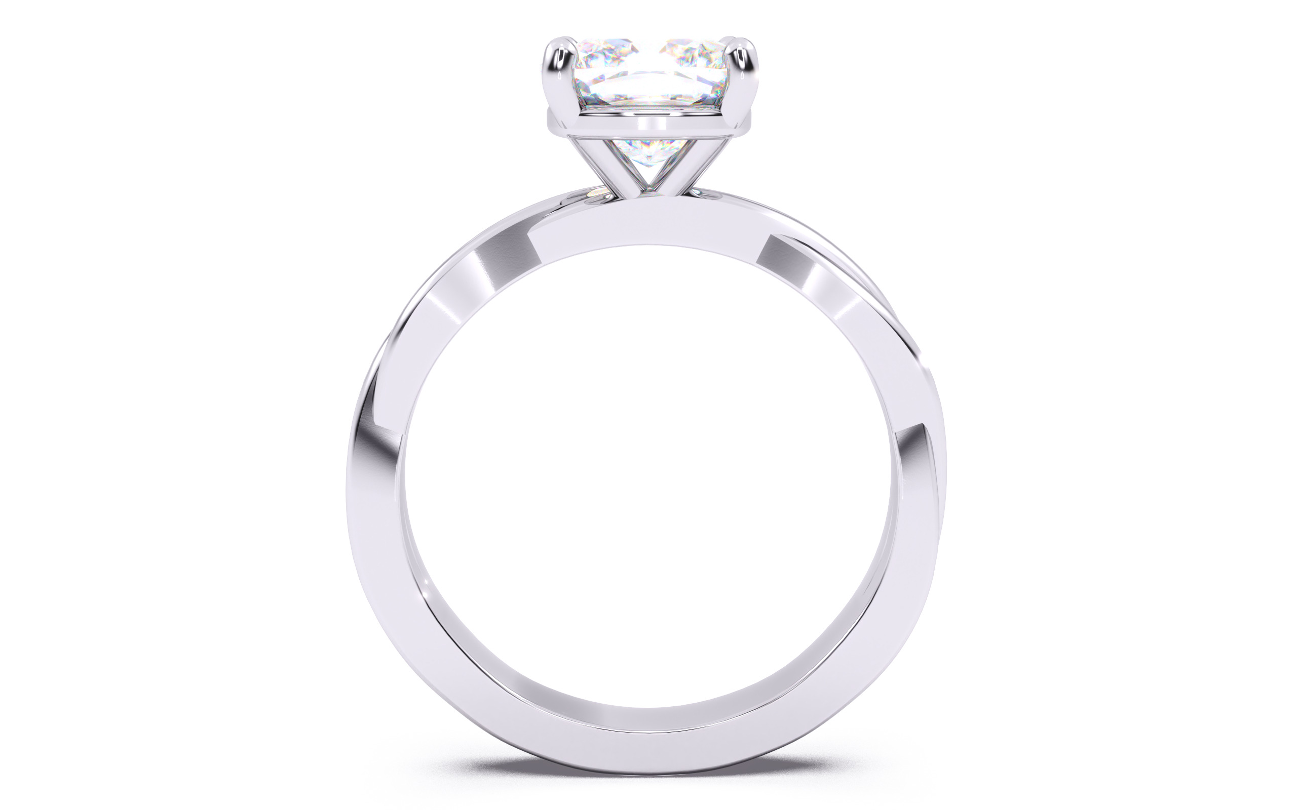 Cushion Diamond Solitaire Ring 3D print model 3D print model_2