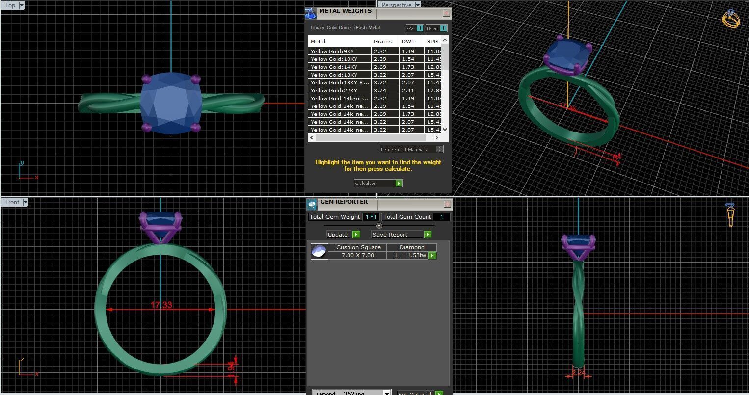 Cushion Diamond Solitaire Ring 3D print model 3D print model_25