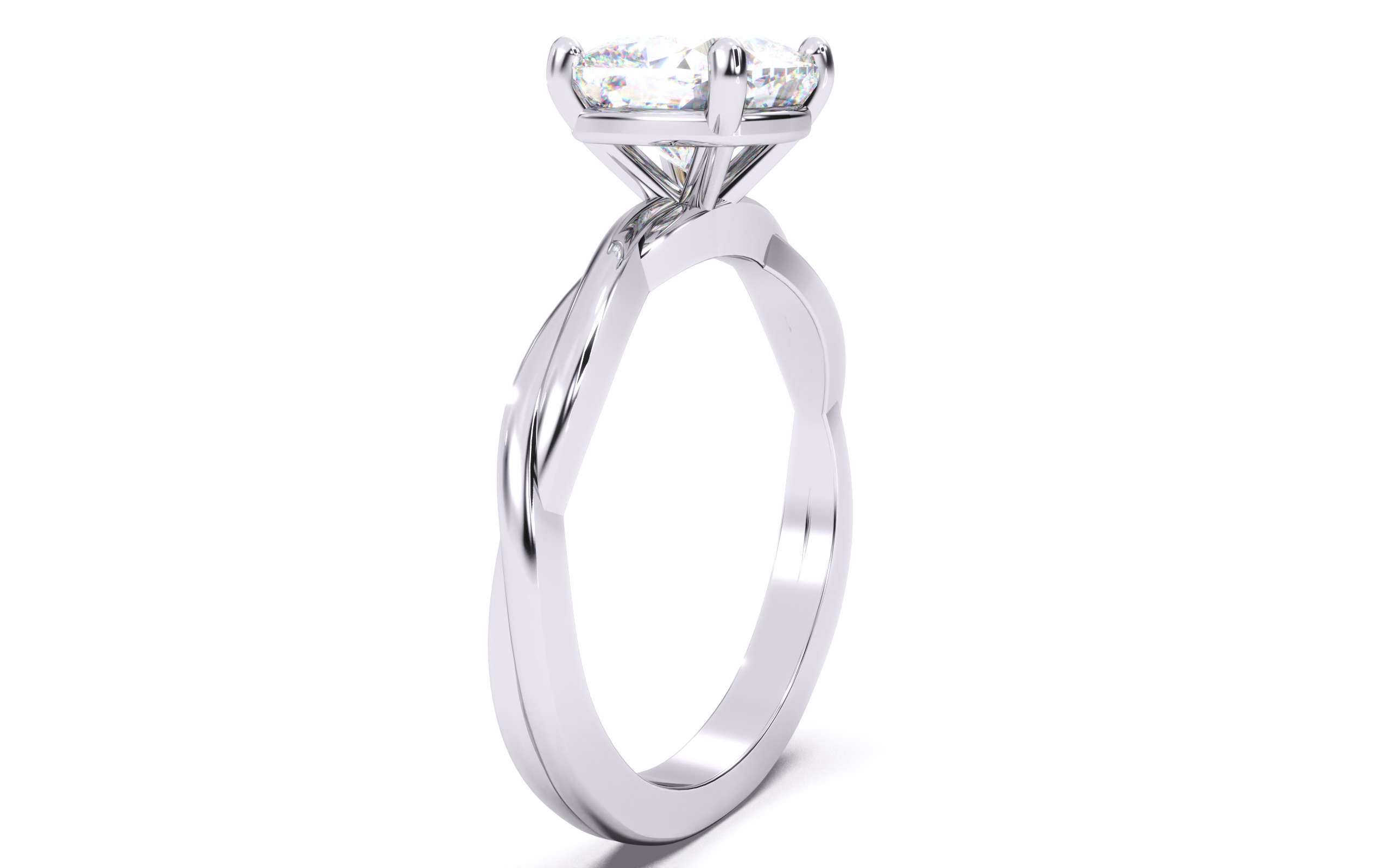 Cushion Diamond Solitaire Ring 3D print model 3D print model_14