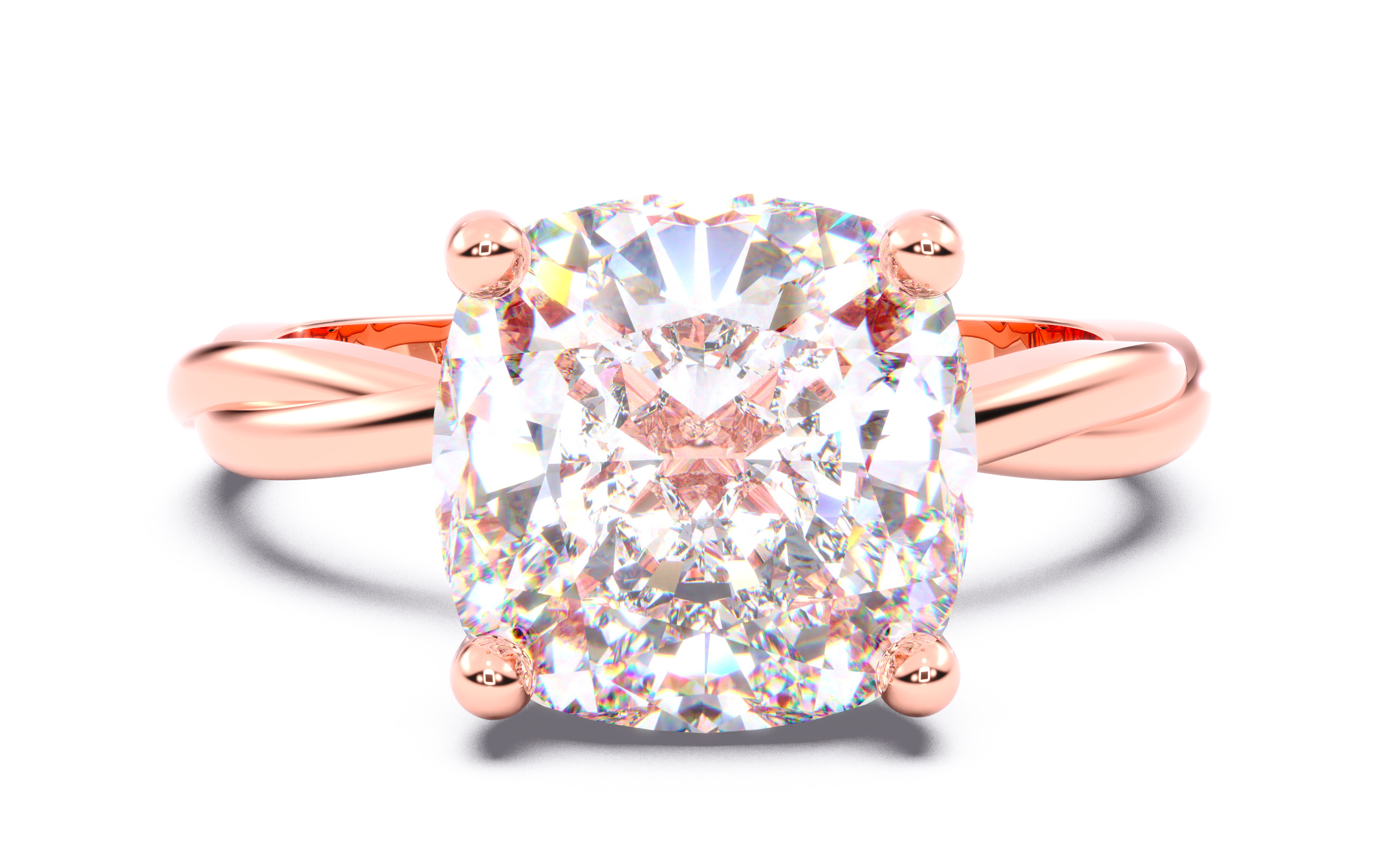 Cushion Diamond Solitaire Ring 3D print model 3D print model_12