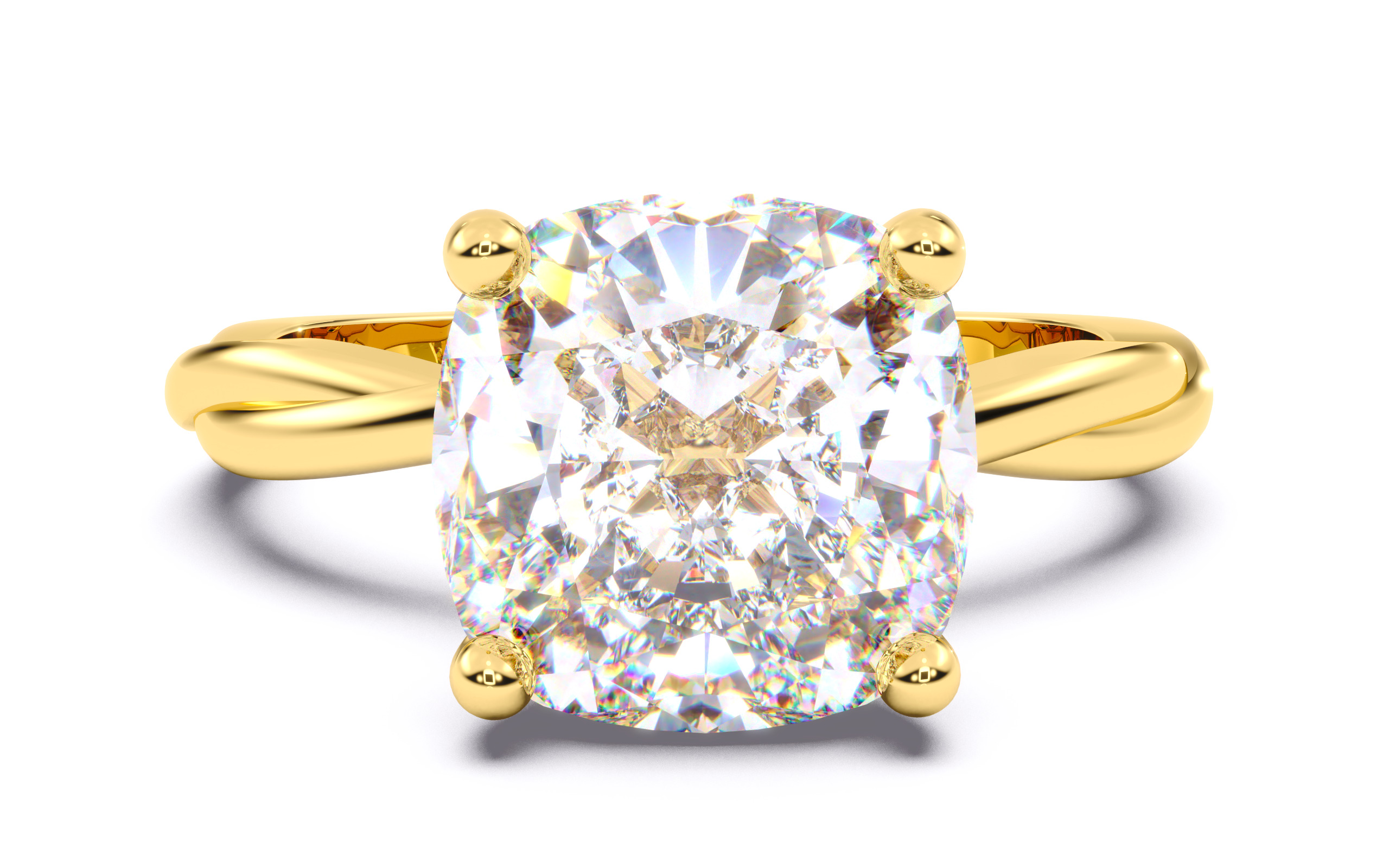Cushion Diamond Solitaire Ring 3D print model 3D print model_20