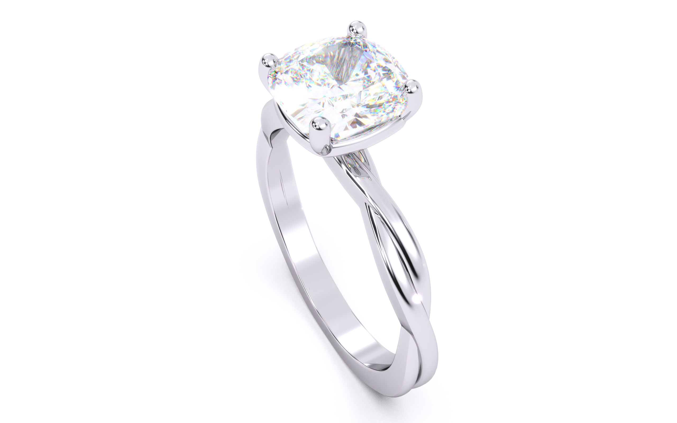 Cushion Diamond Solitaire Ring 3D print model 3D print model_7
