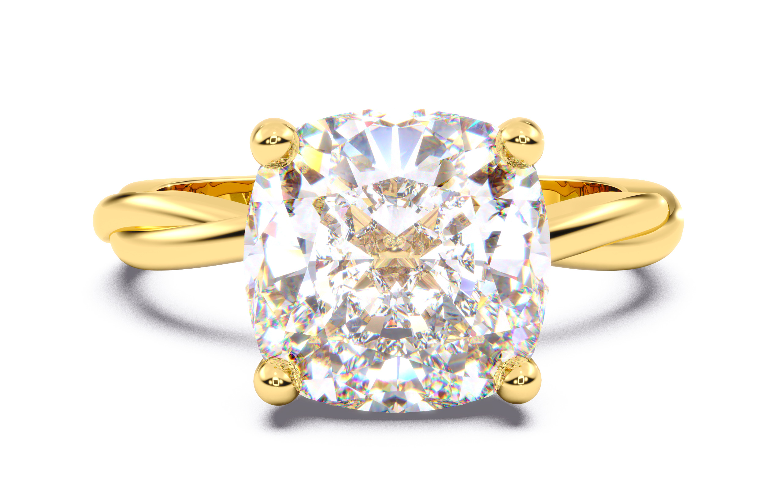 Cushion Diamond Solitaire Ring 3D print model 3D print model_21