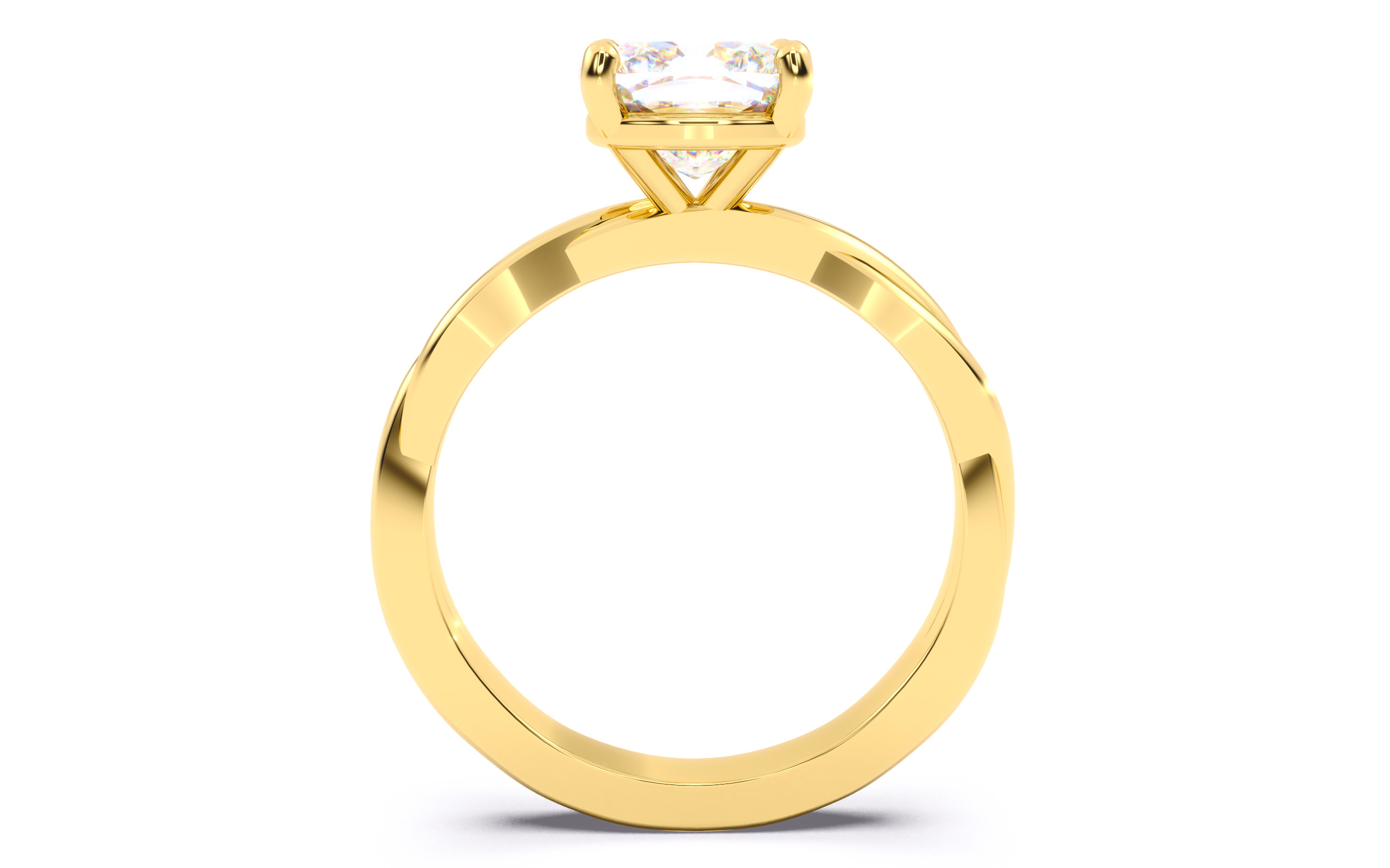 Cushion Diamond Solitaire Ring 3D print model 3D print model_22