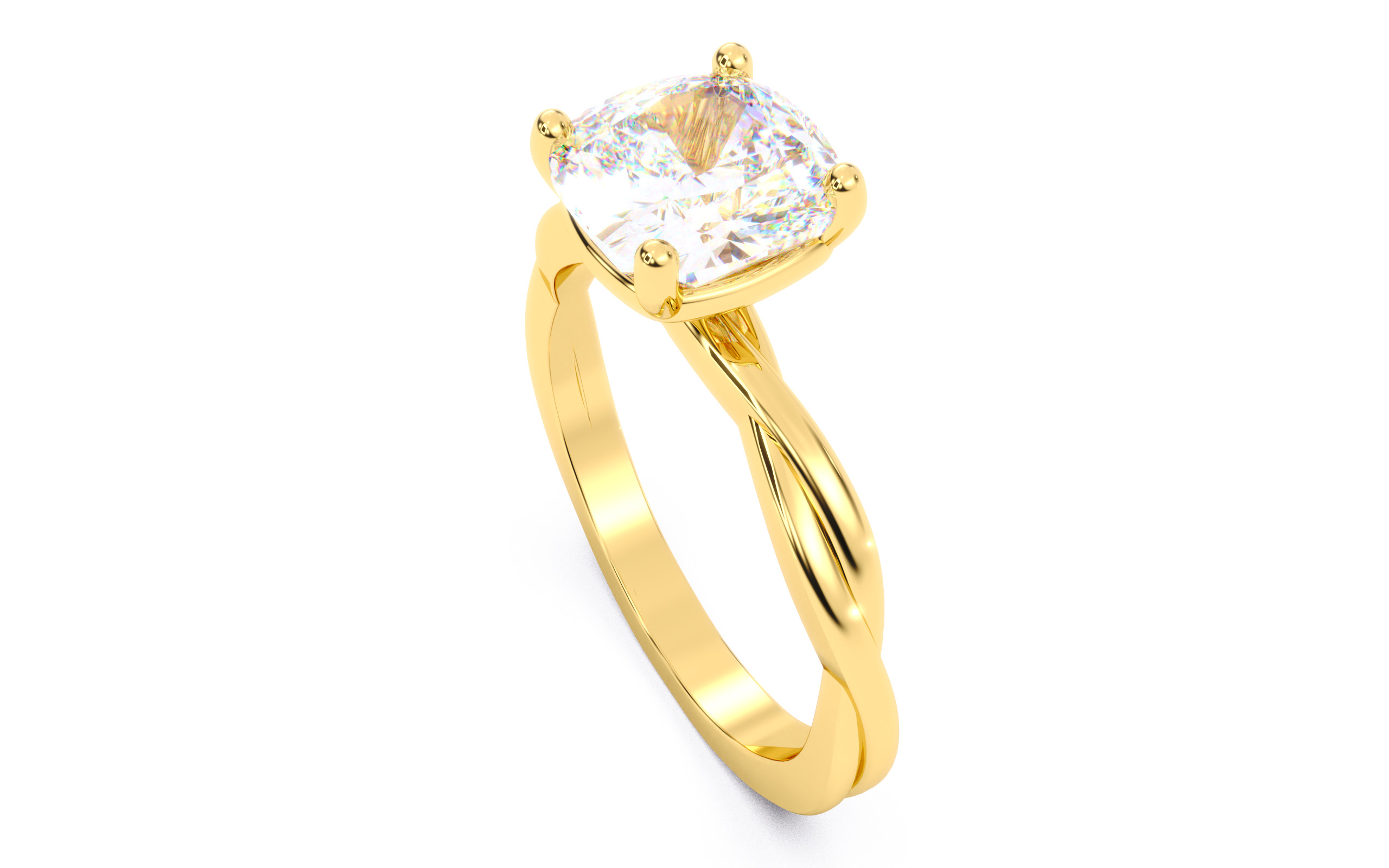 Cushion Diamond Solitaire Ring 3D print model 3D print model_10