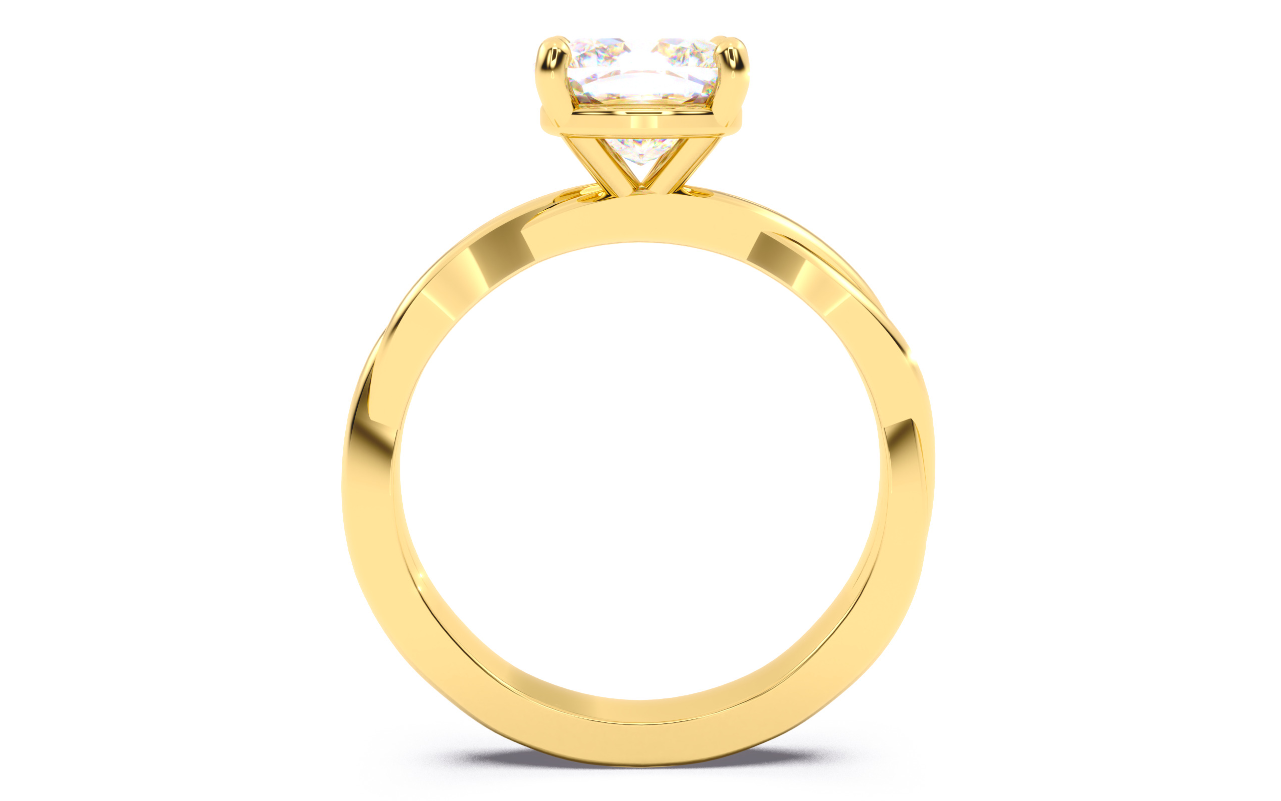 Cushion Diamond Solitaire Ring 3D print model 3D print model_23