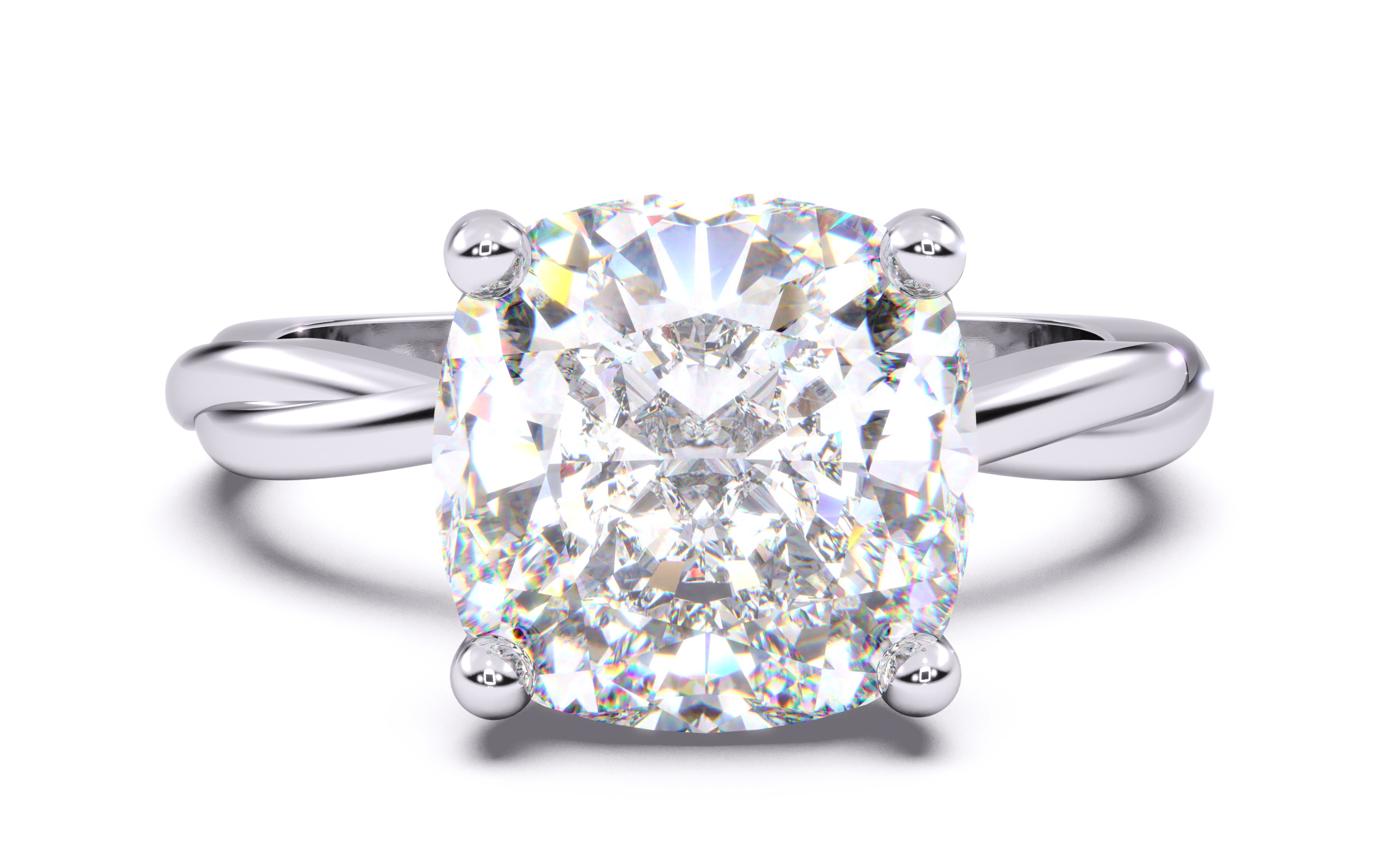 Cushion Diamond Solitaire Ring 3D print model 3D print model_18