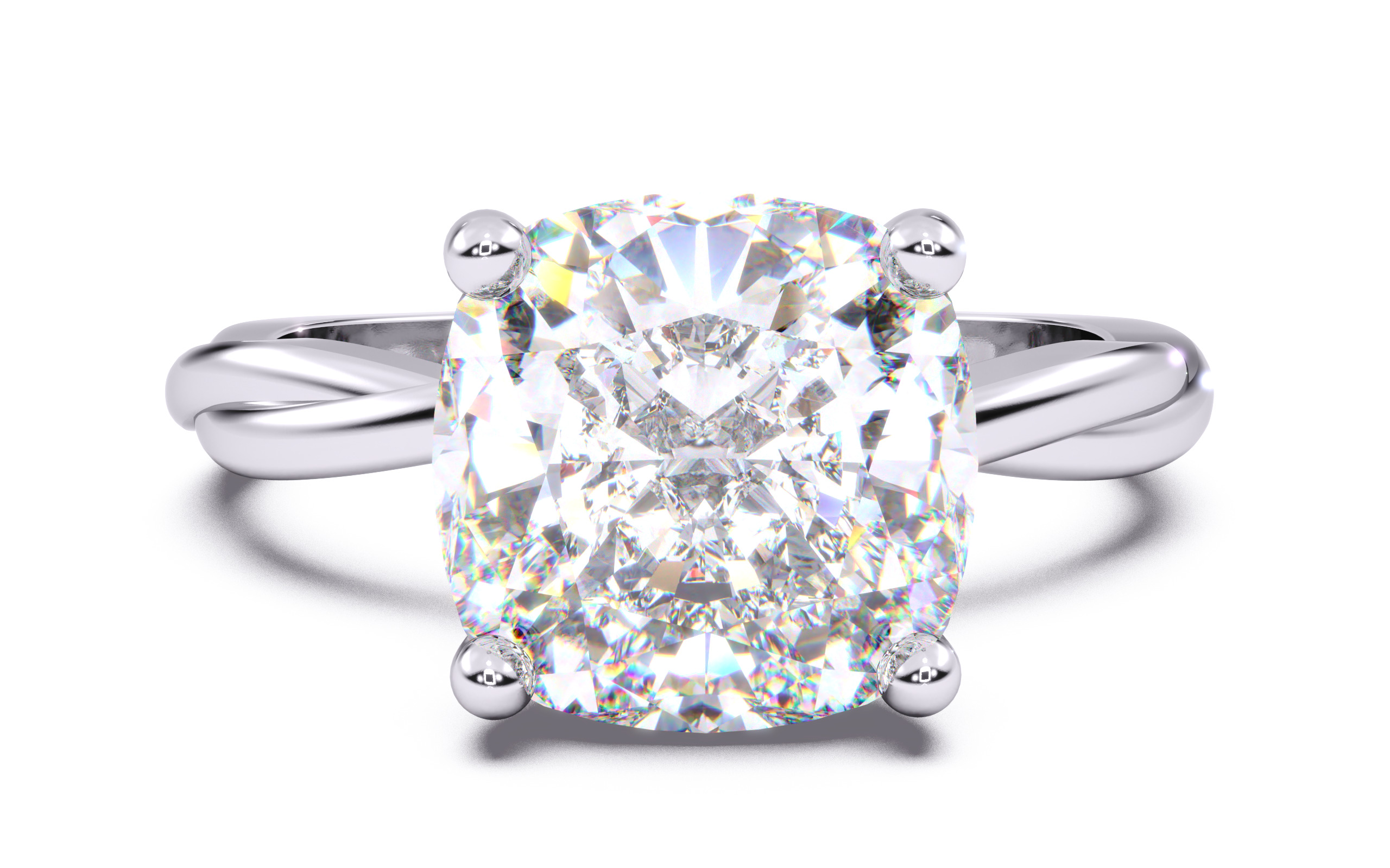Cushion Diamond Solitaire Ring 3D print model 3D print model_19