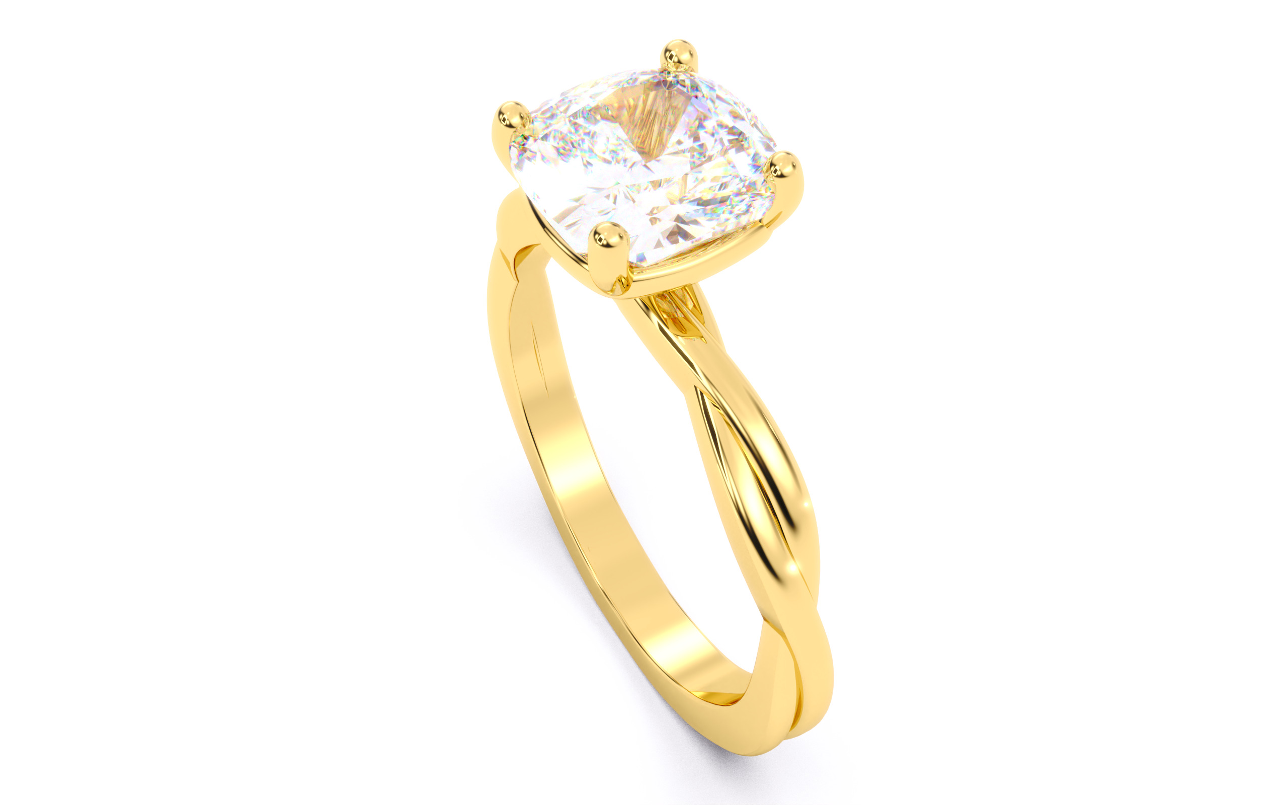 Cushion Diamond Solitaire Ring 3D print model 3D print model_9