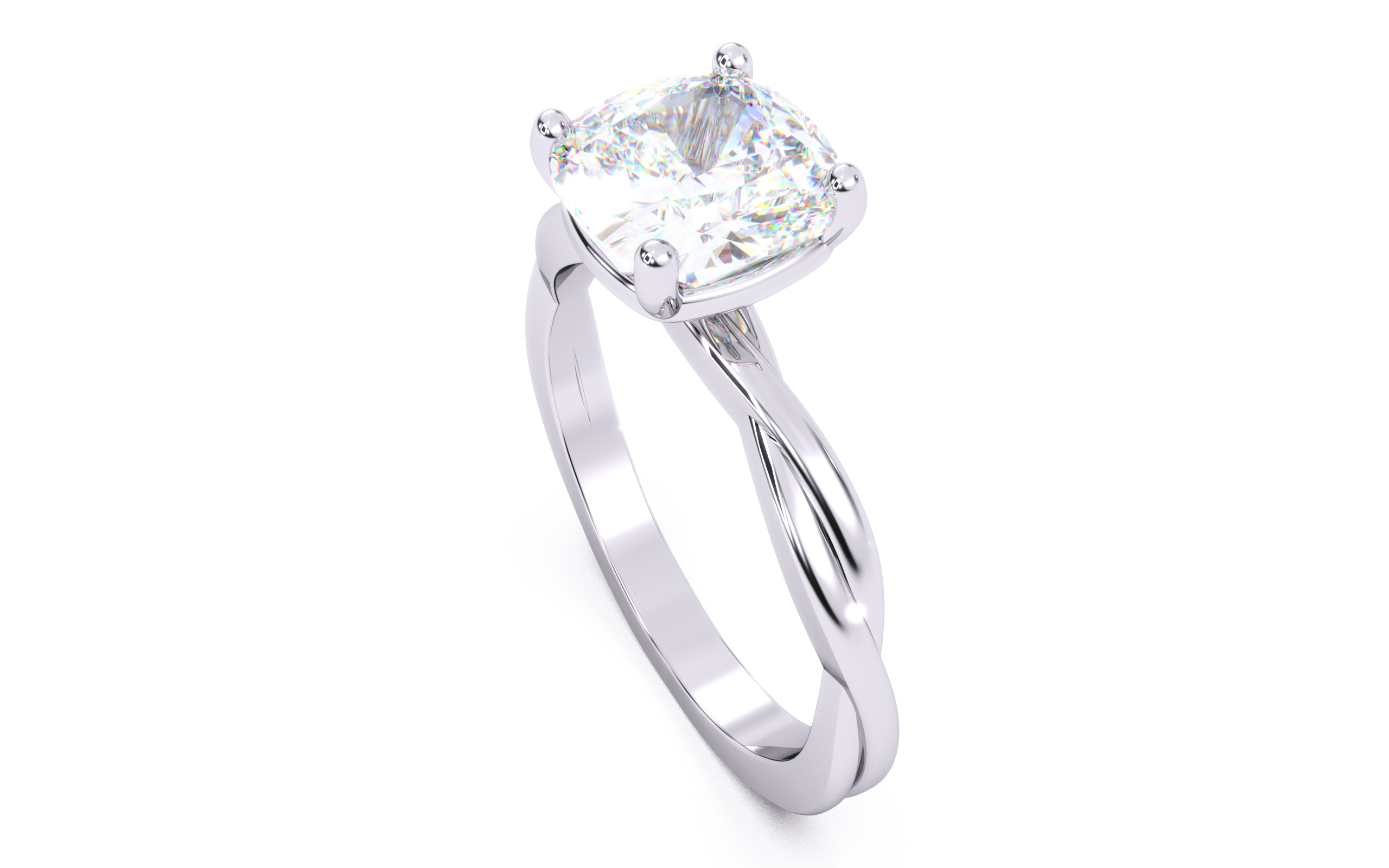 Cushion Diamond Solitaire Ring 3D print model 3D print model_8