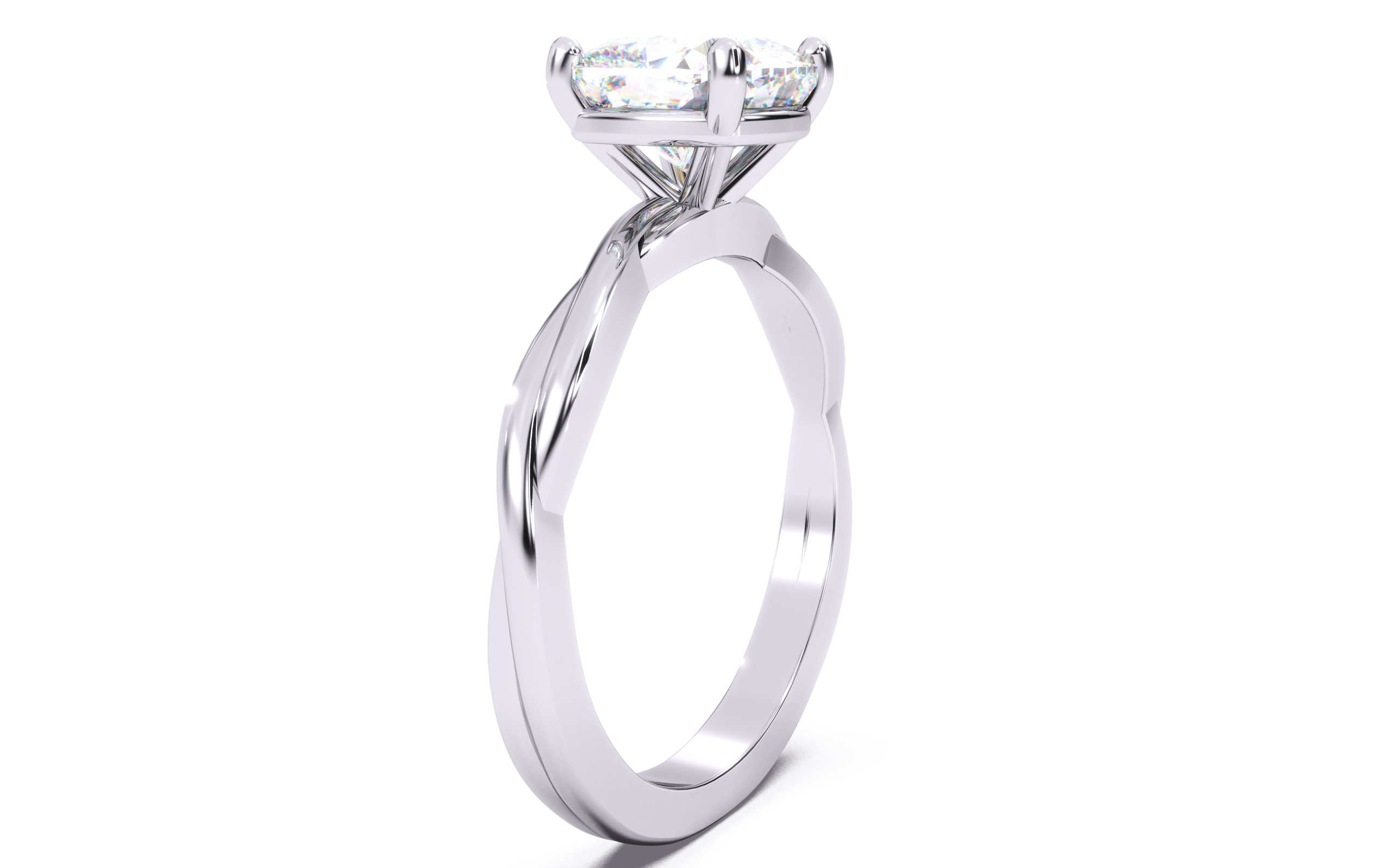 Cushion Diamond Solitaire Ring 3D print model 3D print model_15
