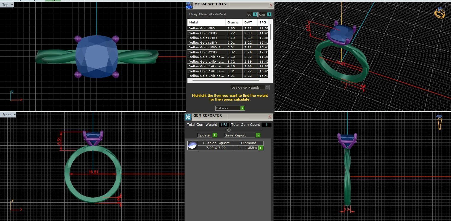 Cushion Diamond Solitaire Ring 3D print model 3D print model_1
