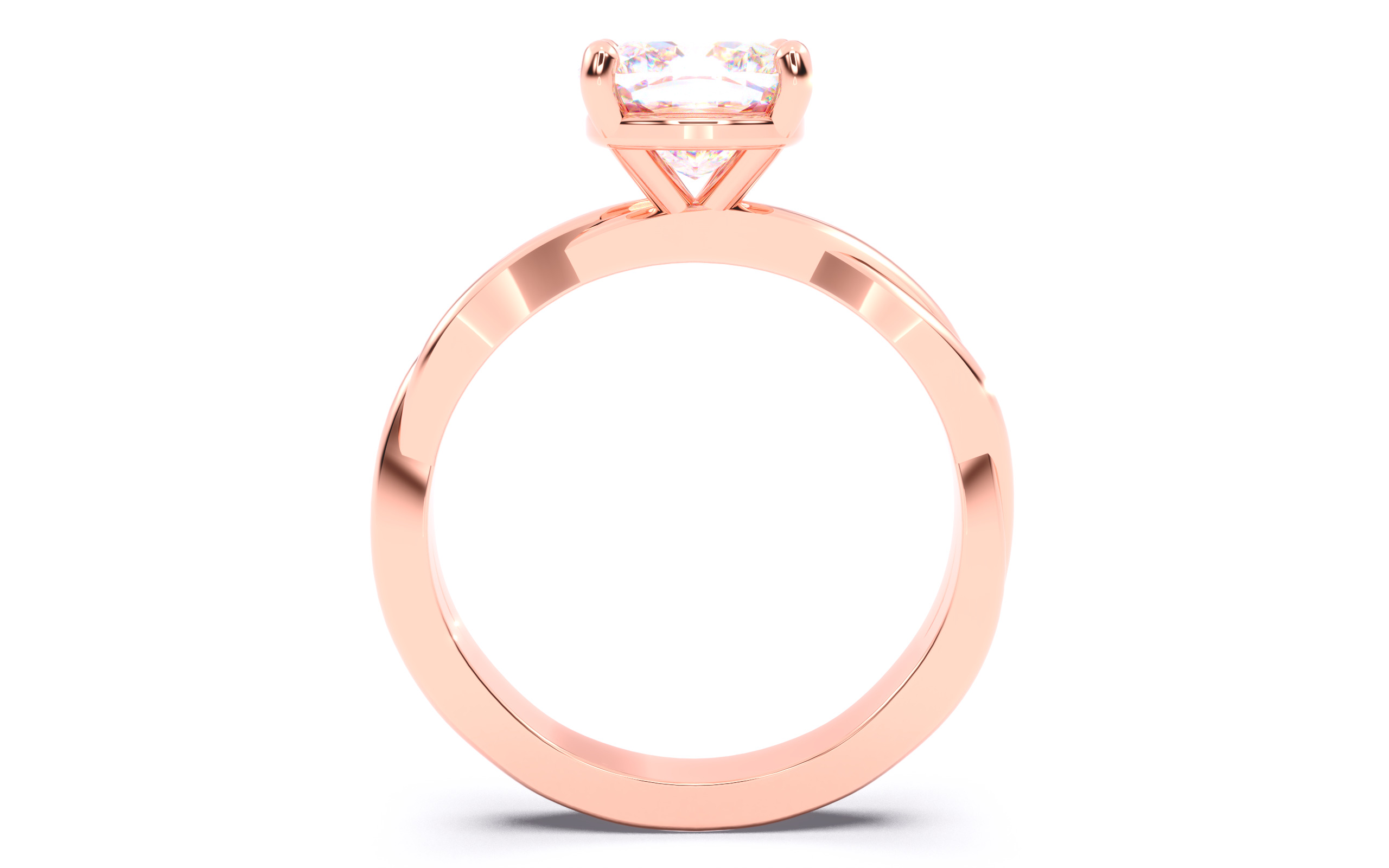 Cushion Diamond Solitaire Ring 3D print model 3D print model_3