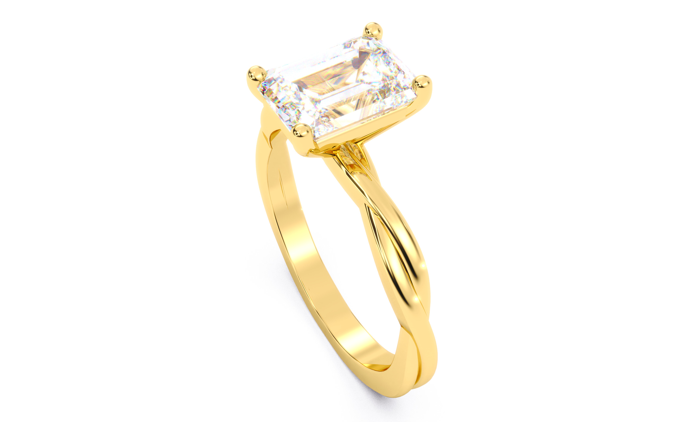 Emerald Diamond Solitaire Ring 3D print model 3D print model_7