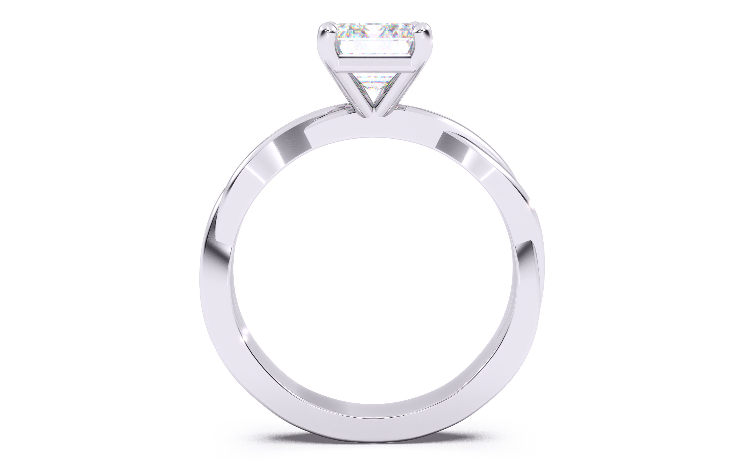 Emerald Diamond Solitaire Ring 3D print model 3D print model_3
