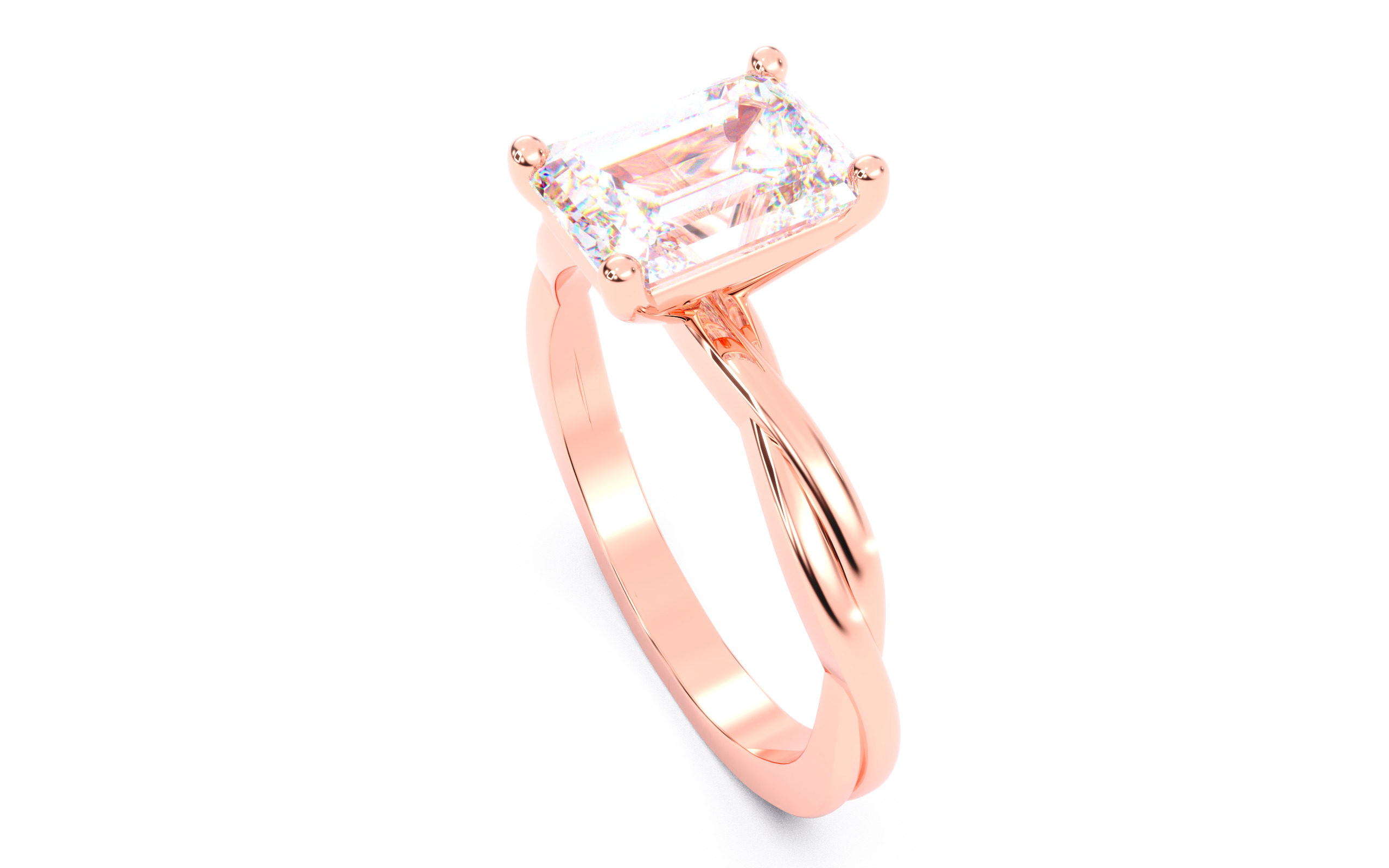 Emerald Diamond Solitaire Ring 3D print model 3D print model_11