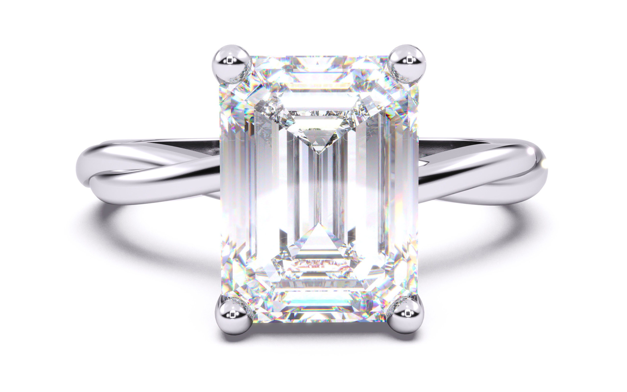 Emerald Diamond Solitaire Ring 3D print model 3D print model_19