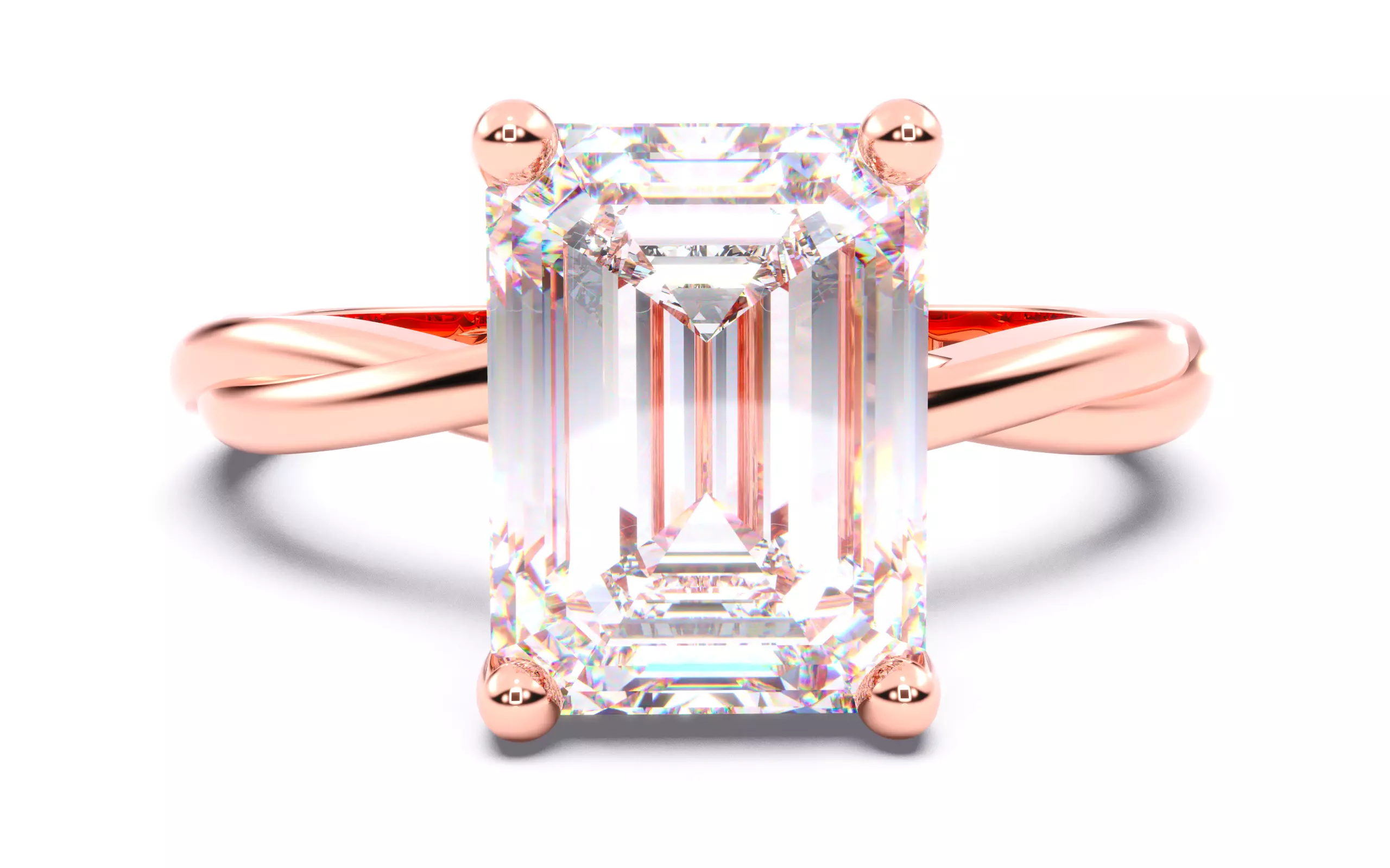 Emerald Diamond Solitaire Ring 3D print model 3D print model_0