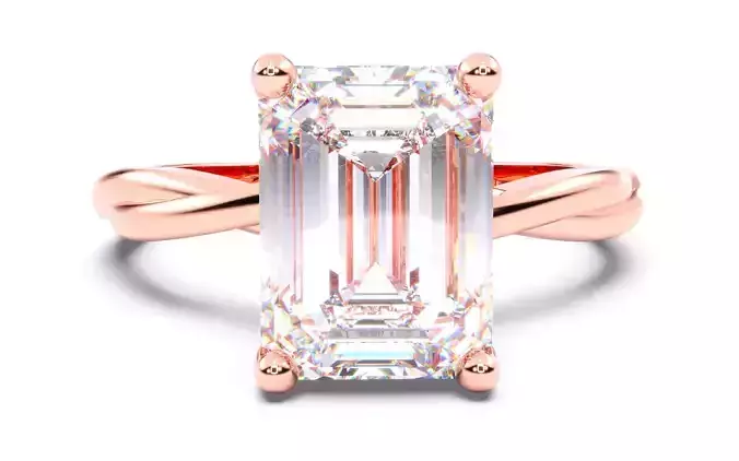 Emerald Diamond Solitaire Ring 3D print model 3D print model