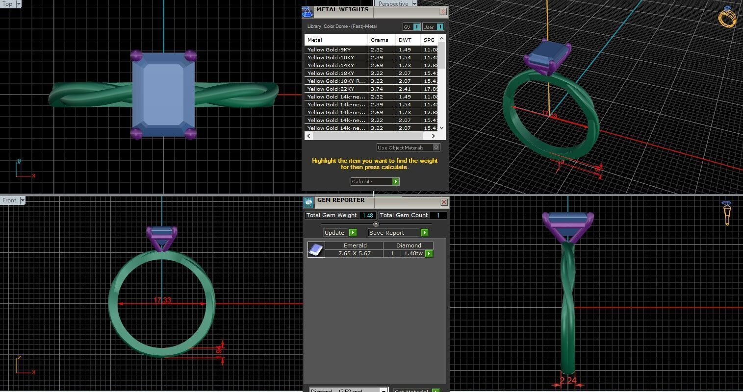 Emerald Diamond Solitaire Ring 3D print model 3D print model_25