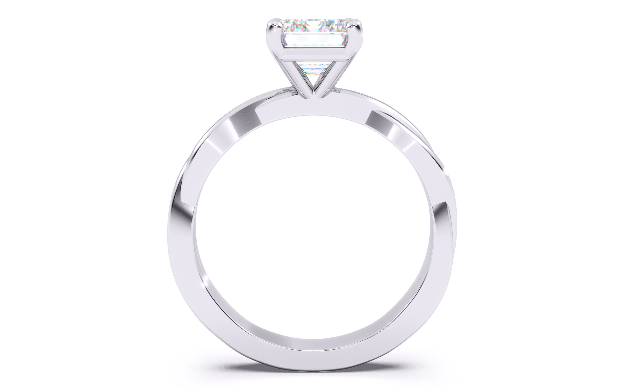Emerald Diamond Solitaire Ring 3D print model 3D print model_24