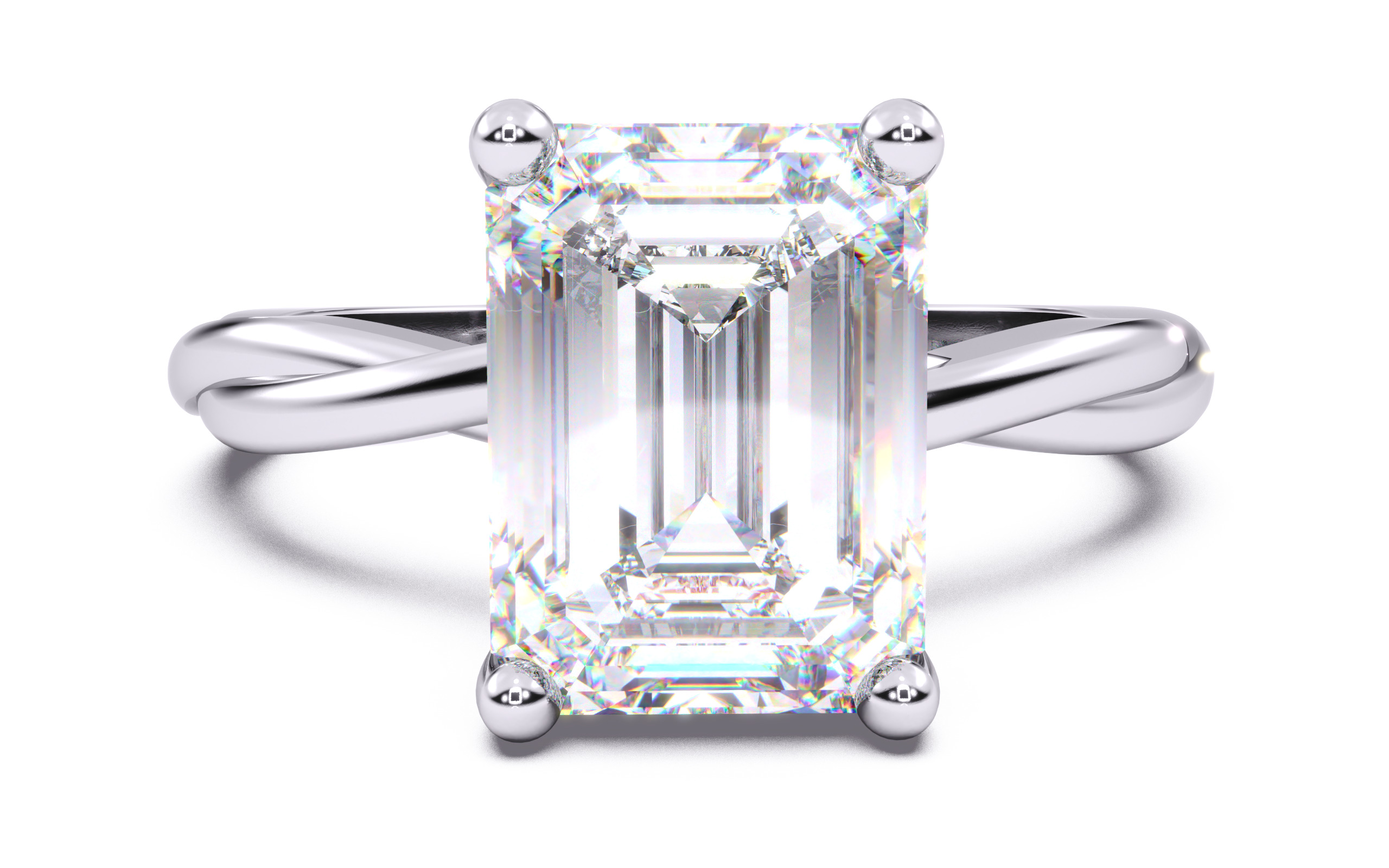 Emerald Diamond Solitaire Ring 3D print model 3D print model_20