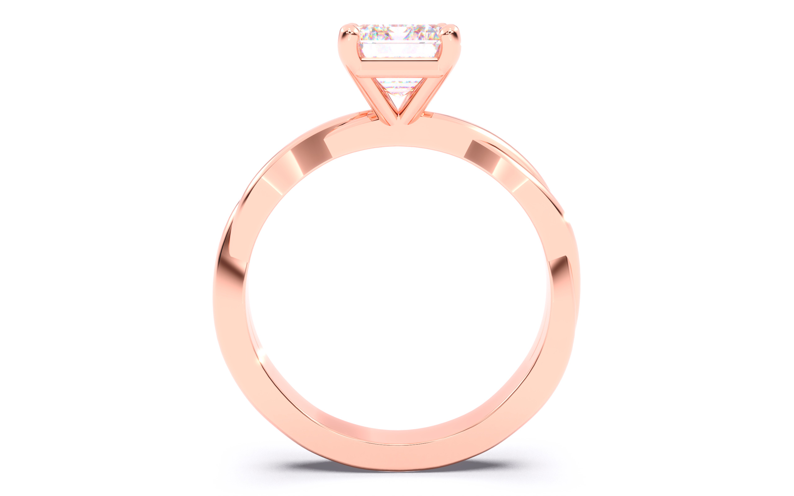 Emerald Diamond Solitaire Ring 3D print model 3D print model_22