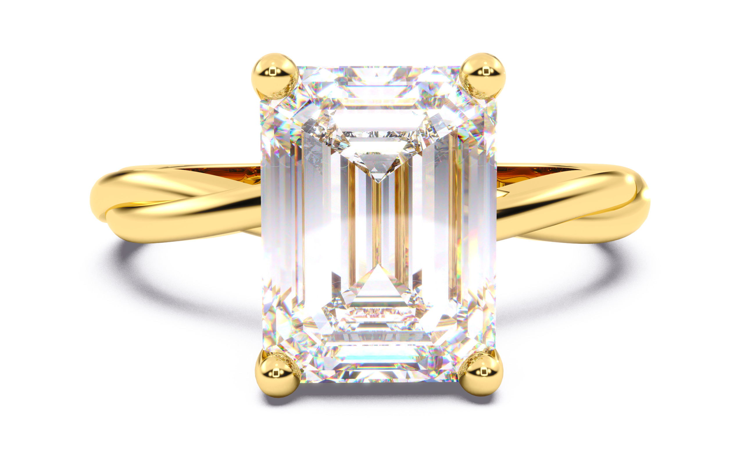 Emerald Diamond Solitaire Ring 3D print model 3D print model_13