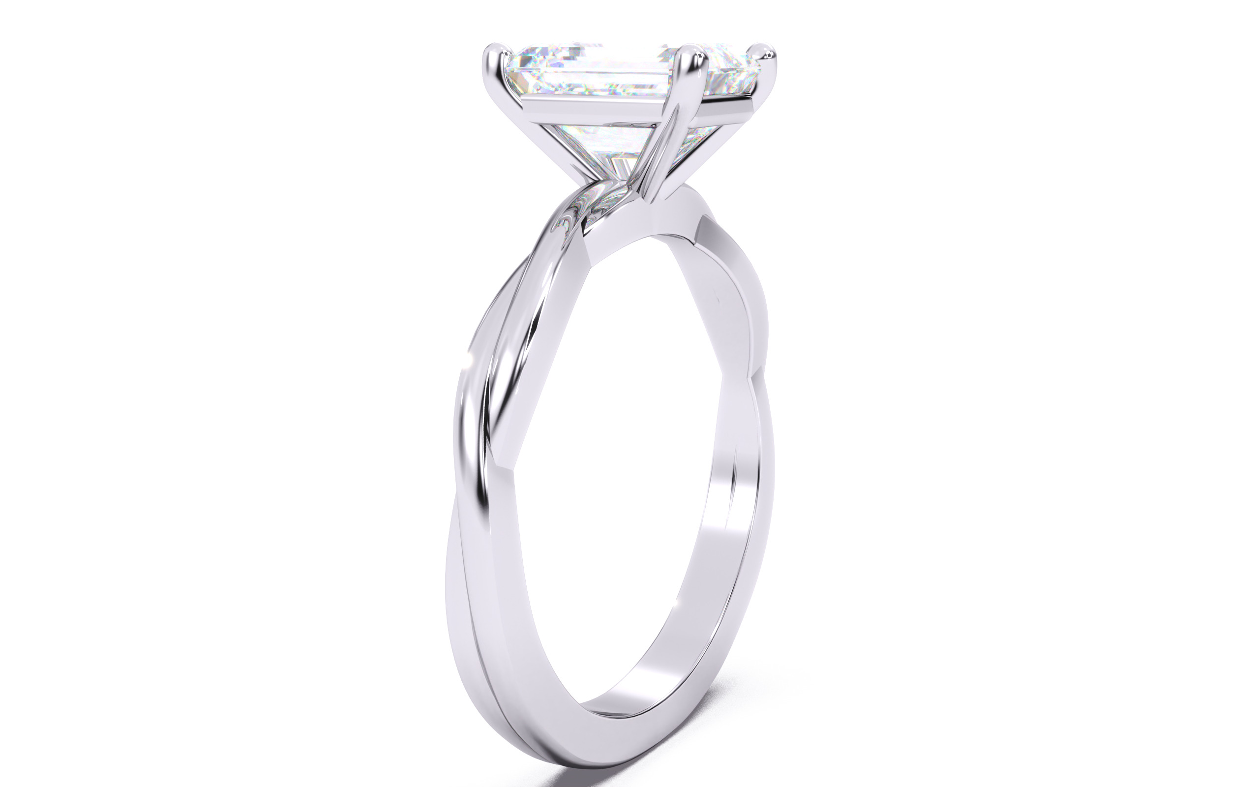 Emerald Diamond Solitaire Ring 3D print model 3D print model_16