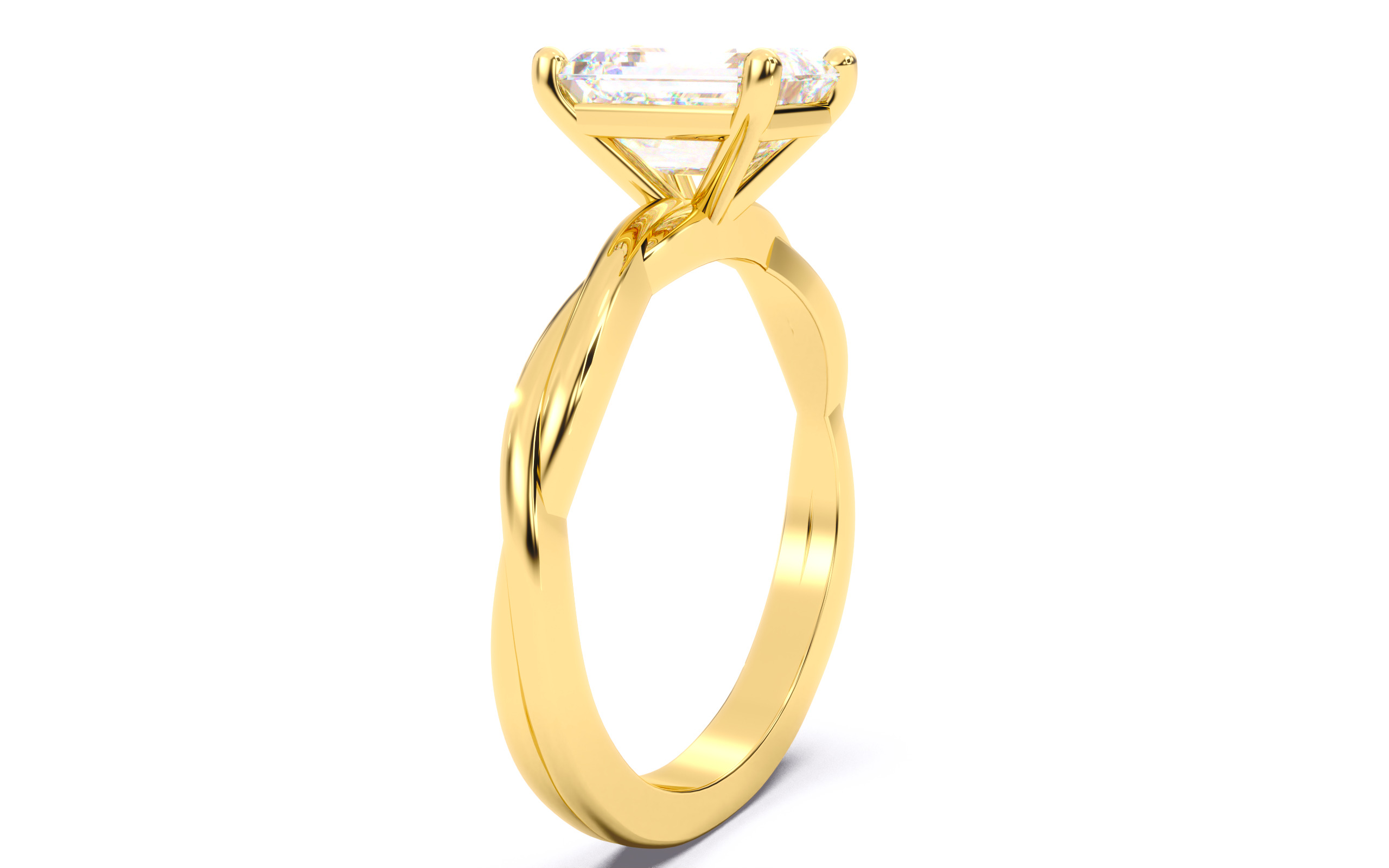 Emerald Diamond Solitaire Ring 3D print model 3D print model_17