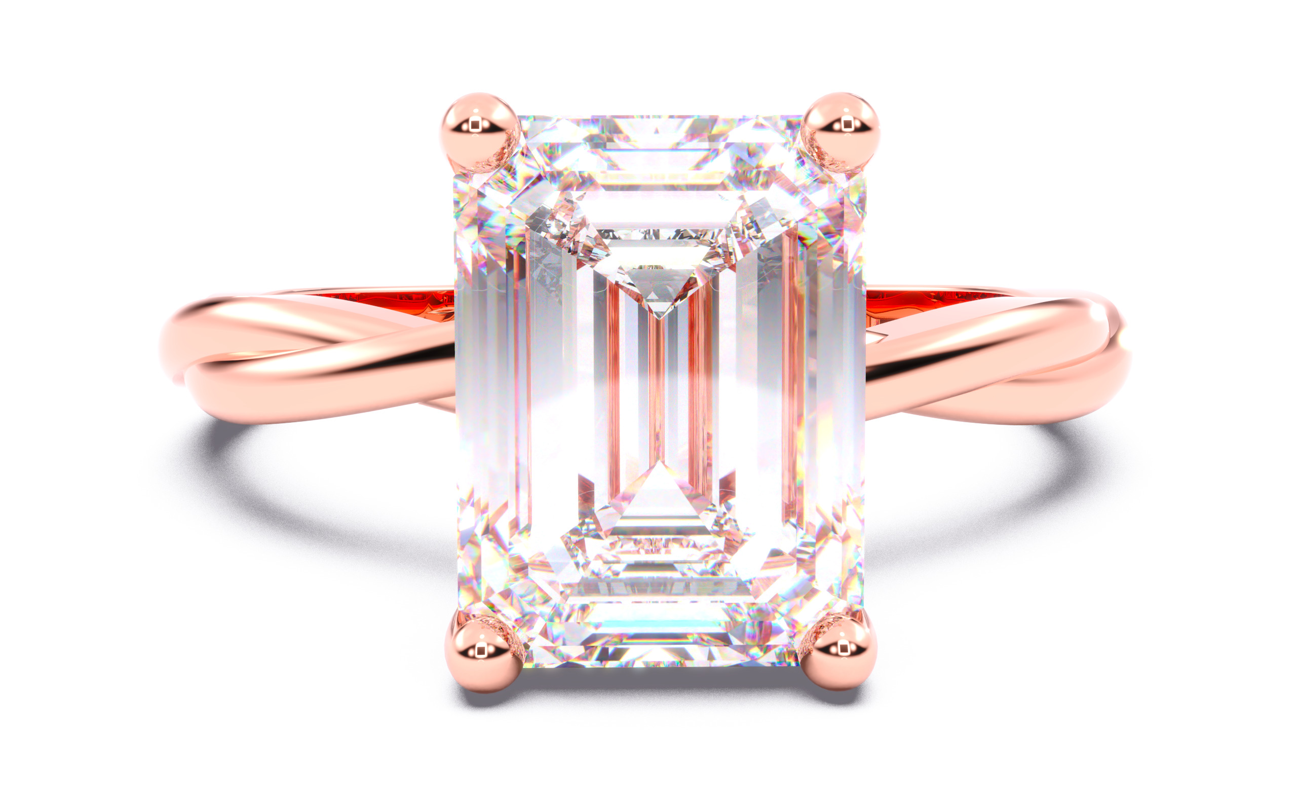 Emerald Diamond Solitaire Ring 3D print model 3D print model_21