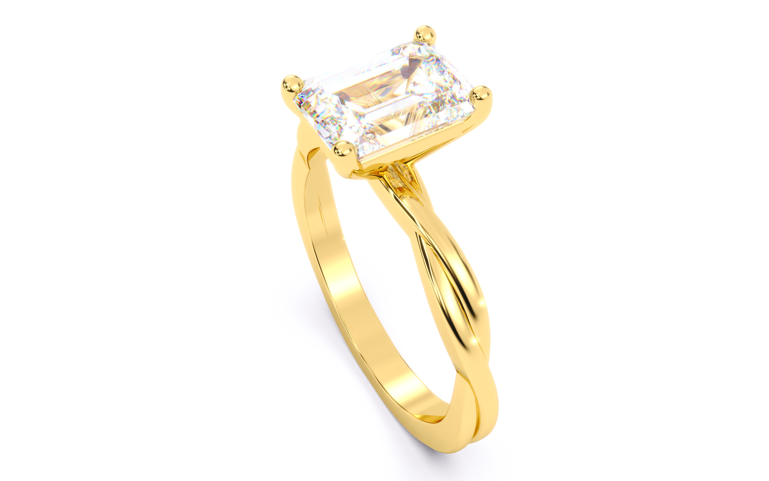 Emerald Diamond Solitaire Ring 3D print model 3D print model_6