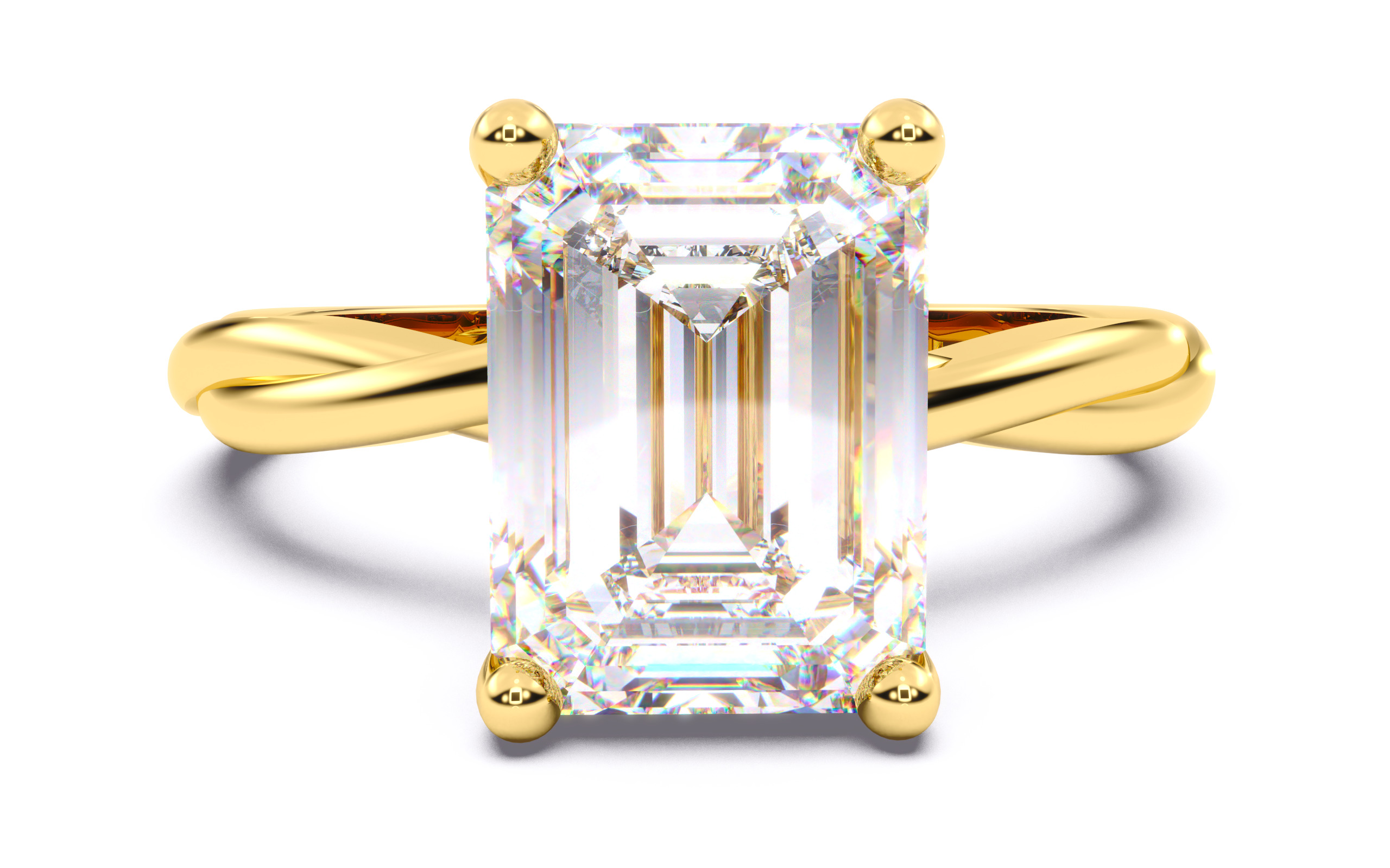 Emerald Diamond Solitaire Ring 3D print model 3D print model_2