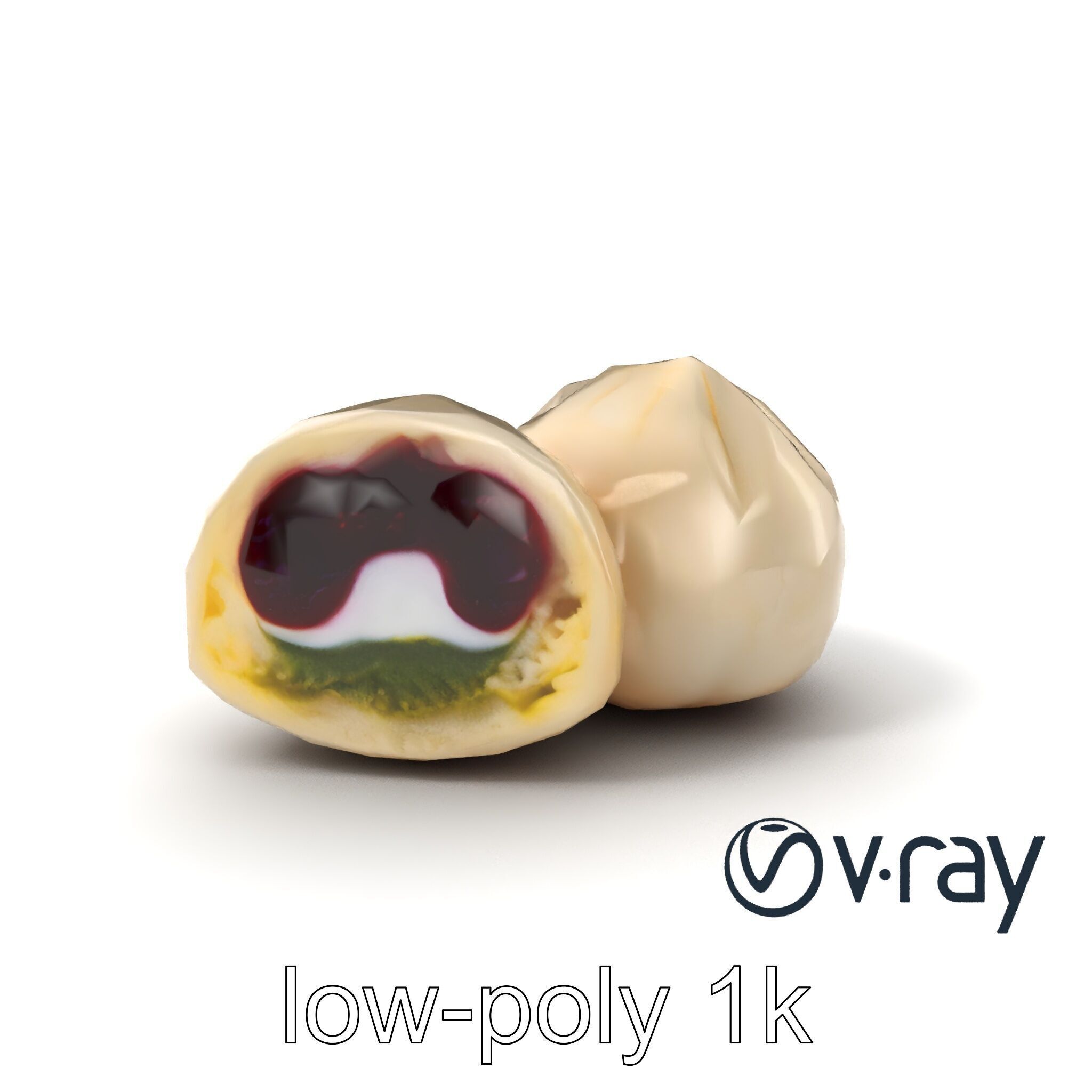 Traditional Mochi Rice Cakes with Fillings model pack Low-poly 3D model_5