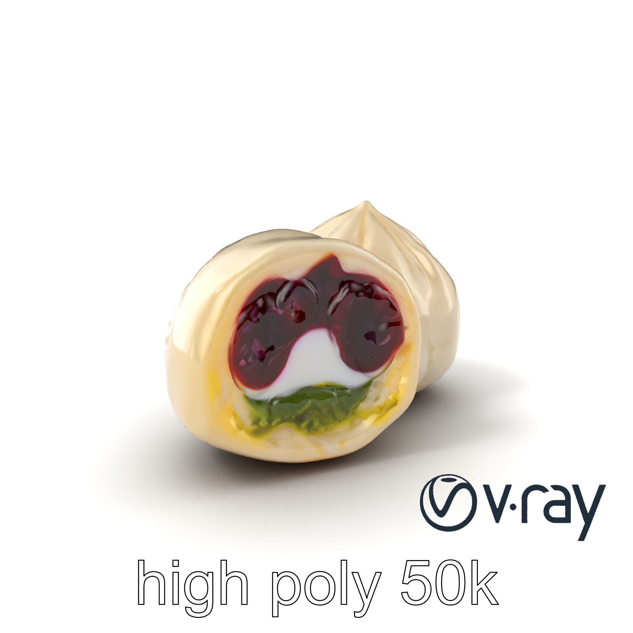 Traditional Mochi Rice Cakes with Fillings model pack Low-poly 3D model_2