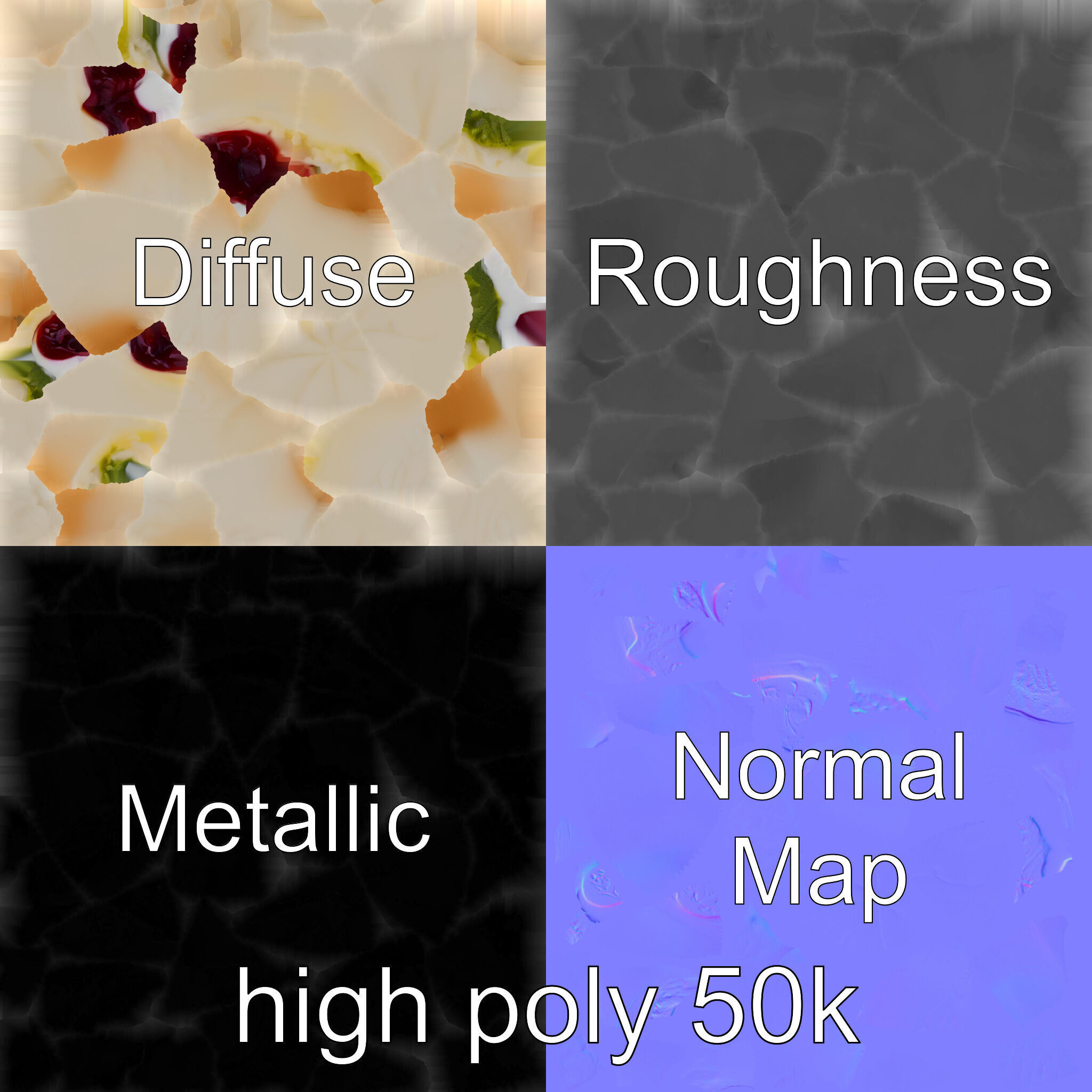 Traditional Mochi Rice Cakes with Fillings model pack Low-poly 3D model_3