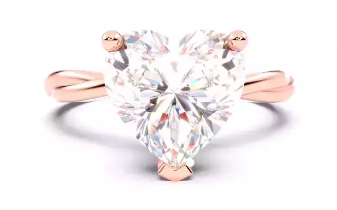 Heart Diamond Solitaire Ring 3D print model