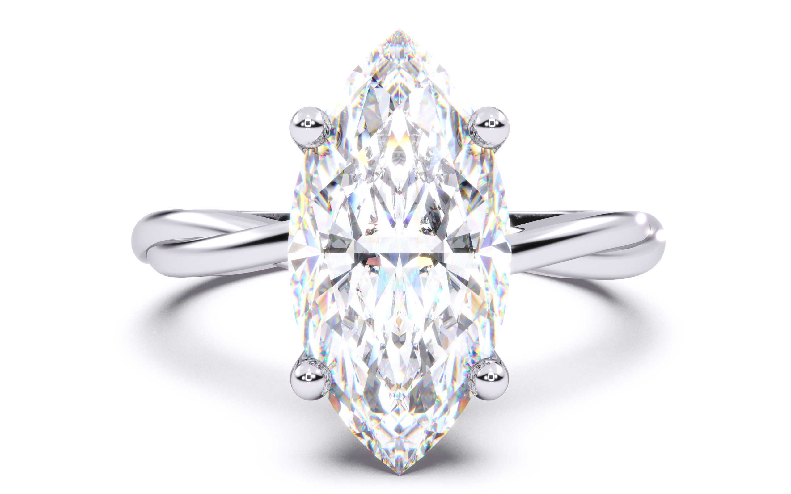 Marquise Diamond Solitaire Ring 3D print model 3D print model_18