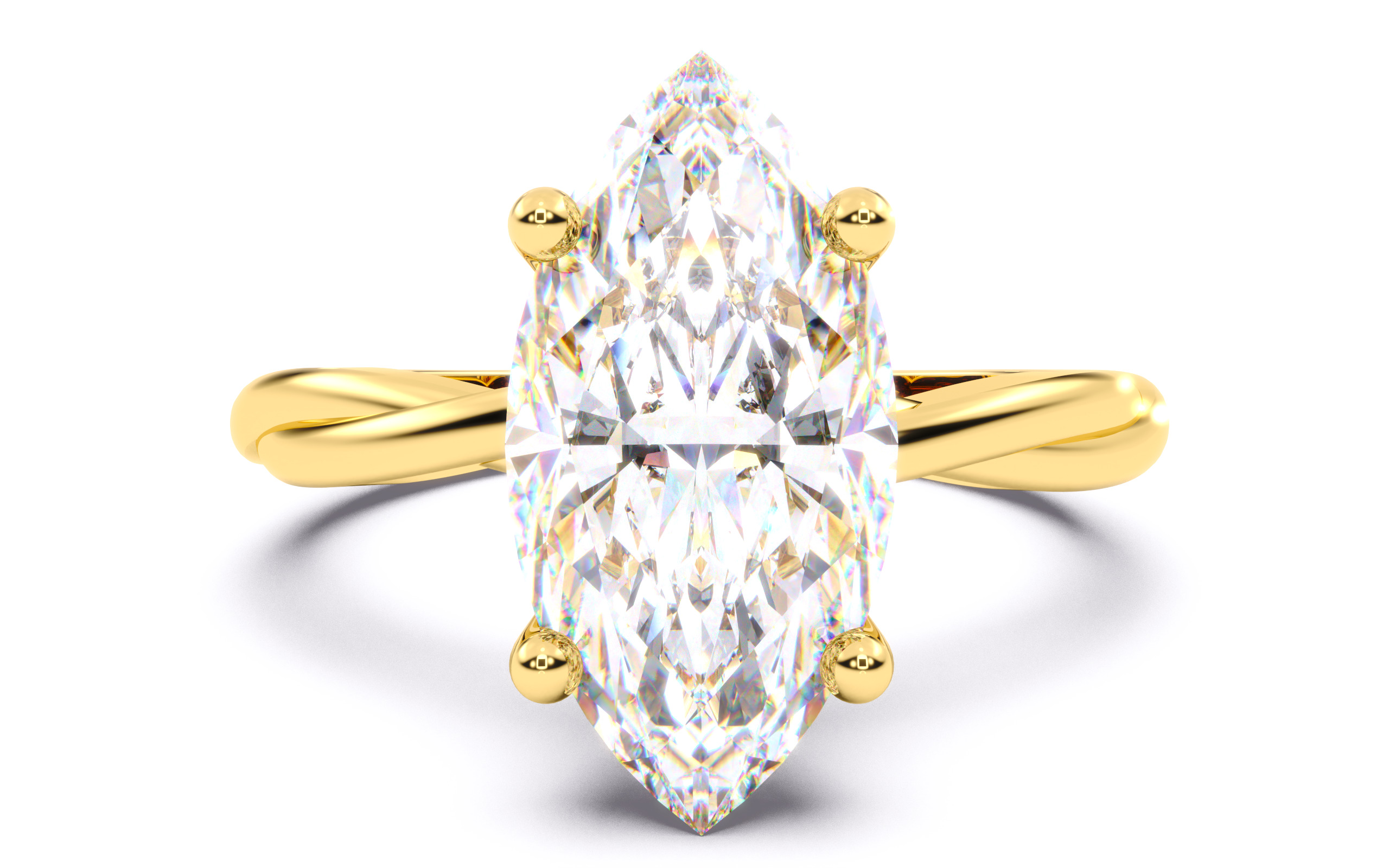 Marquise Diamond Solitaire Ring 3D print model 3D print model_20