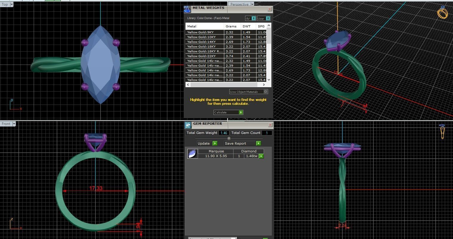 Marquise Diamond Solitaire Ring 3D print model 3D print model_25