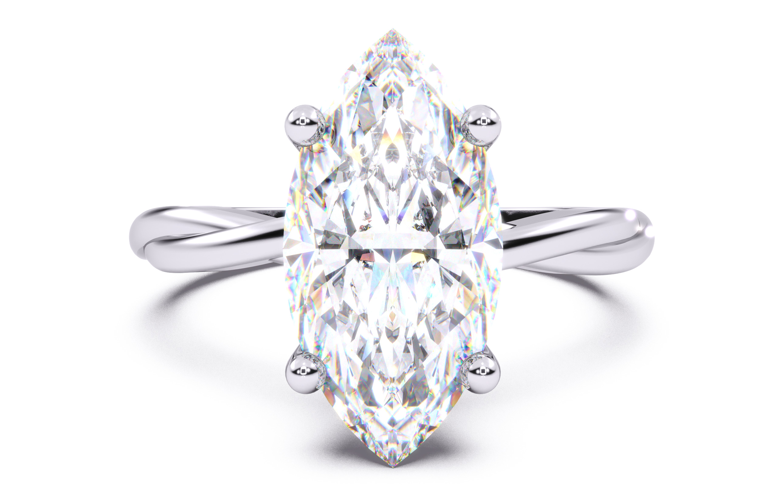 Marquise Diamond Solitaire Ring 3D print model 3D print model_19