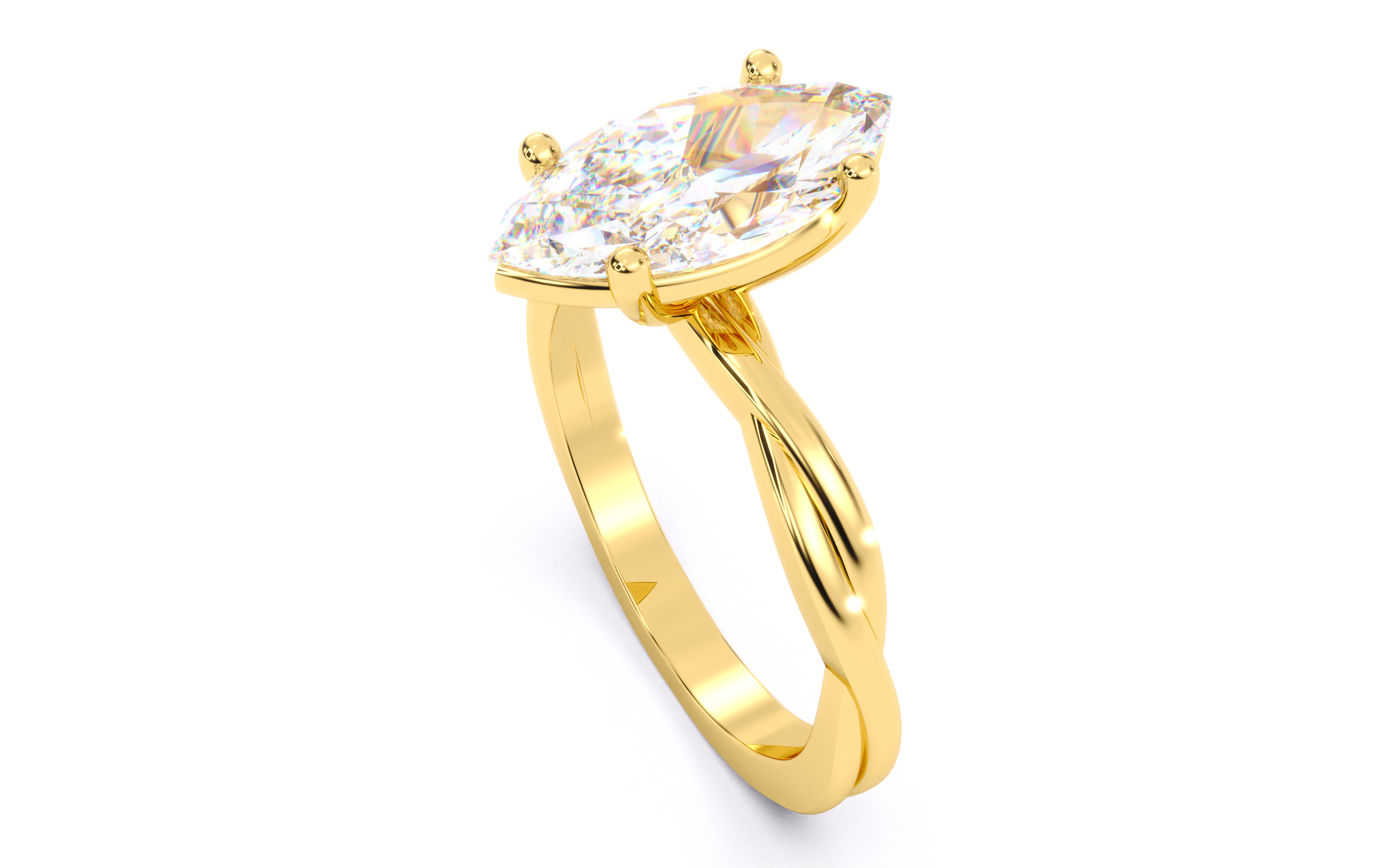 Marquise Diamond Solitaire Ring 3D print model 3D print model_9