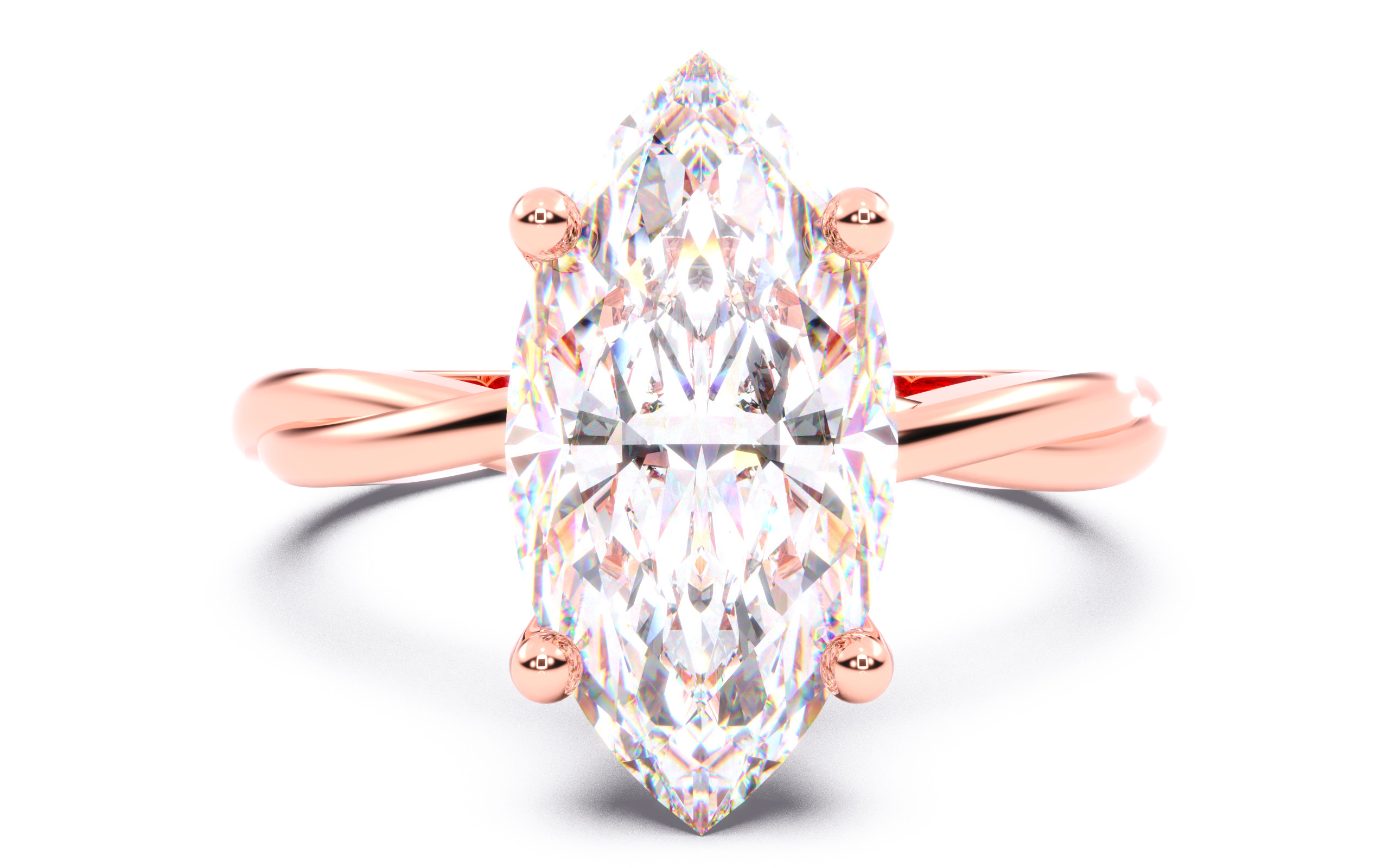 Marquise Diamond Solitaire Ring 3D print model 3D print model_12