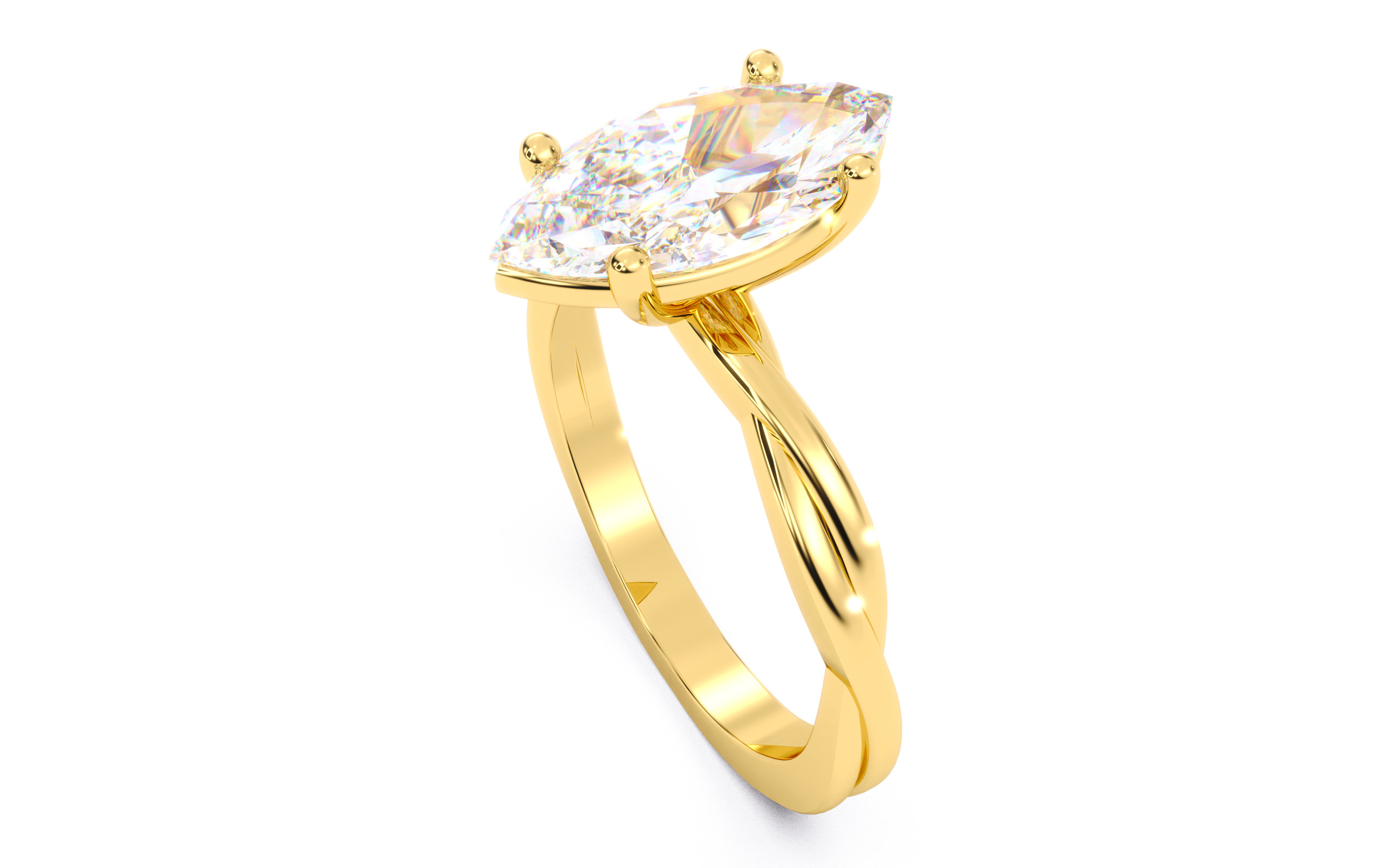 Marquise Diamond Solitaire Ring 3D print model 3D print model_10