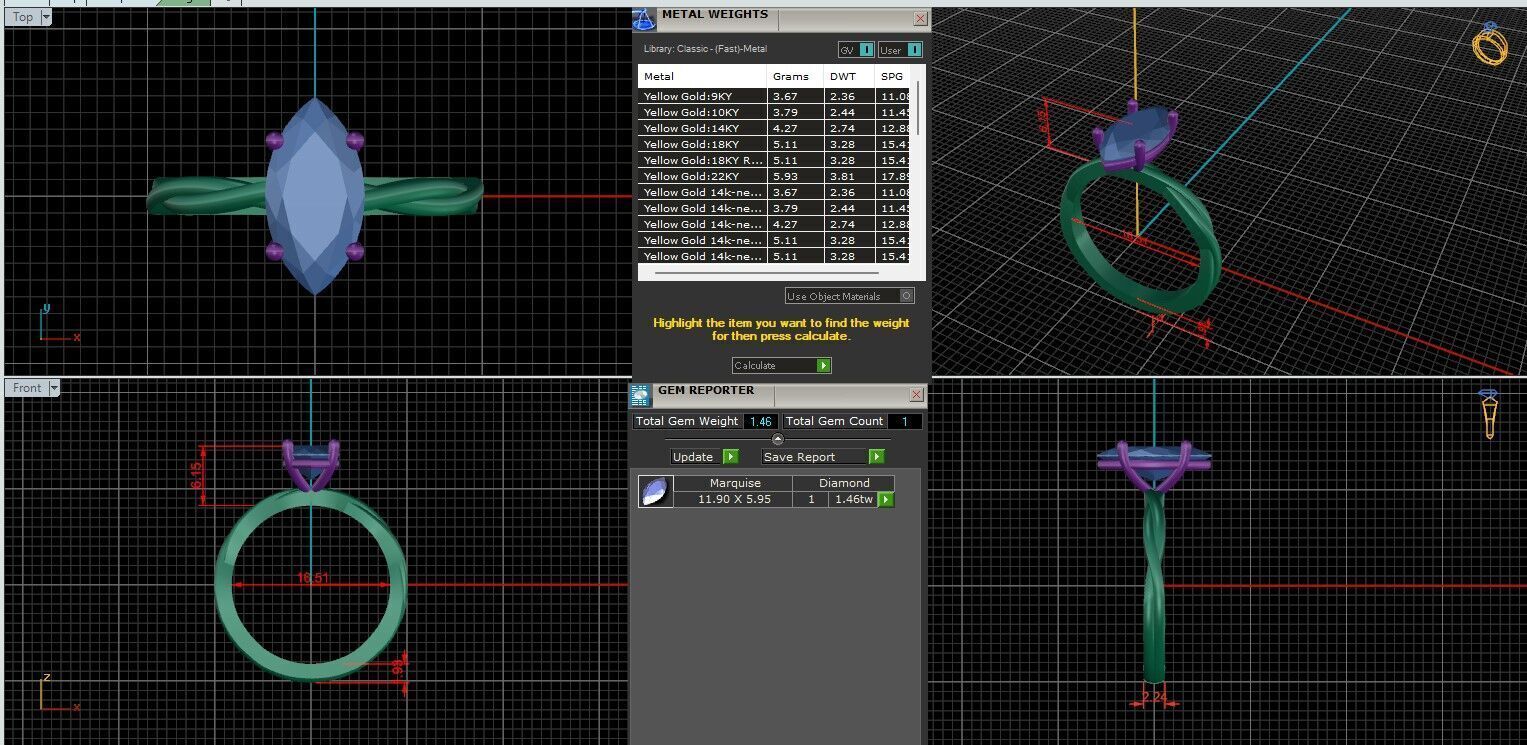 Marquise Diamond Solitaire Ring 3D print model 3D print model_1