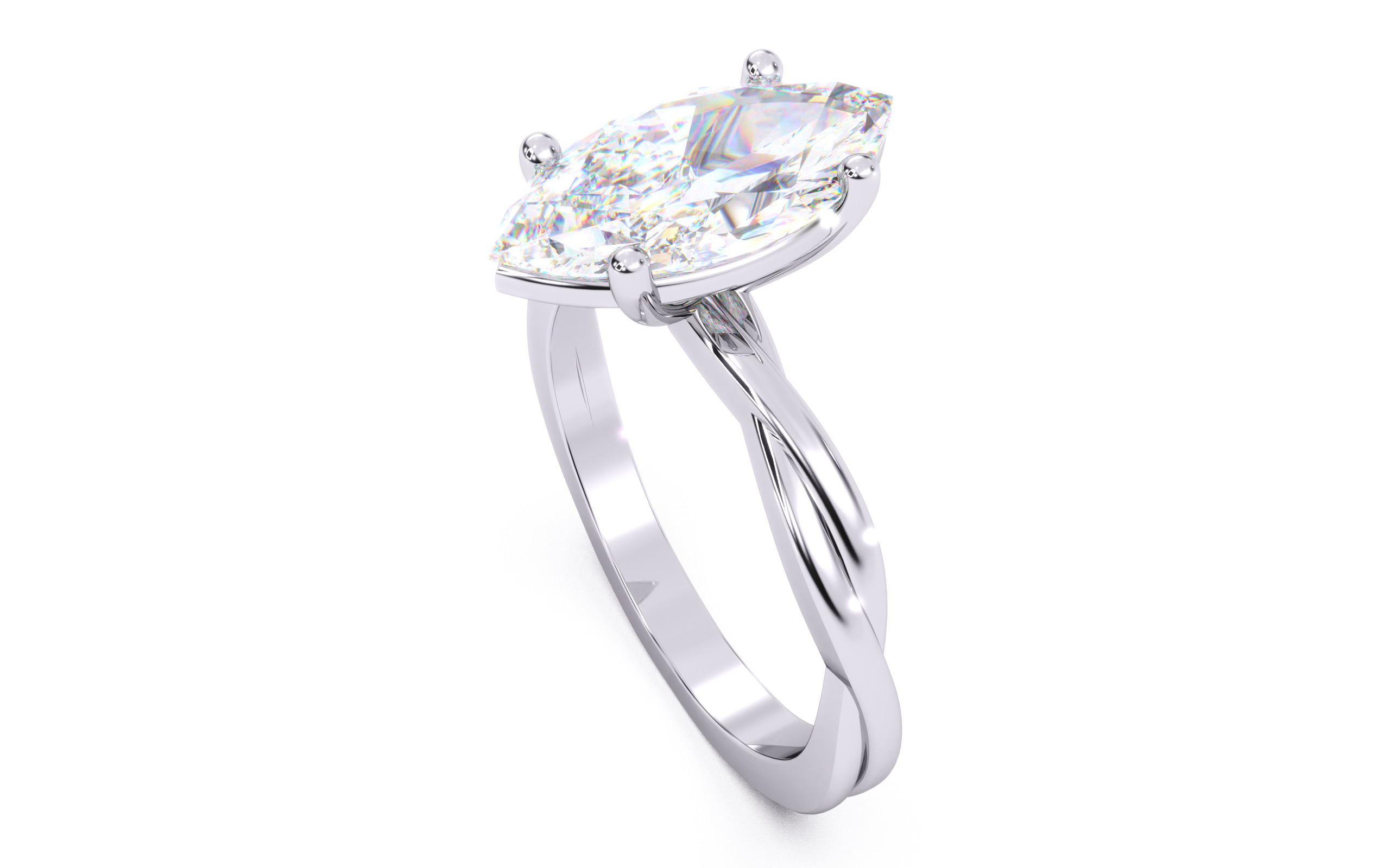 Marquise Diamond Solitaire Ring 3D print model 3D print model_8
